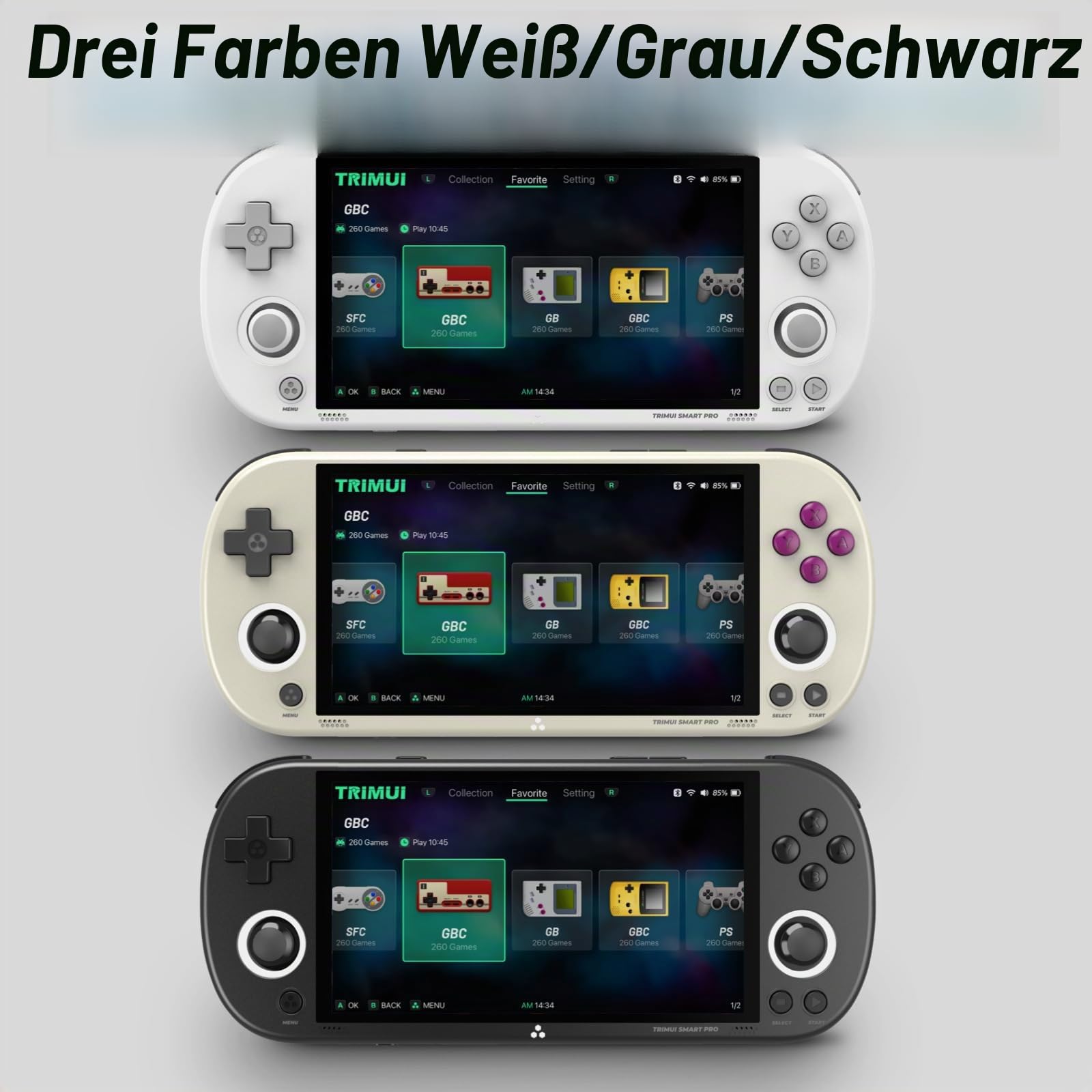 Retro Pro Spielkonsole Handheld Spielkonsole 64GB/128GB, 4,96 Zoll Retro-Emulator mit 14300+ Spielen, A133P Linux-System für Kinder & Erwachsene
