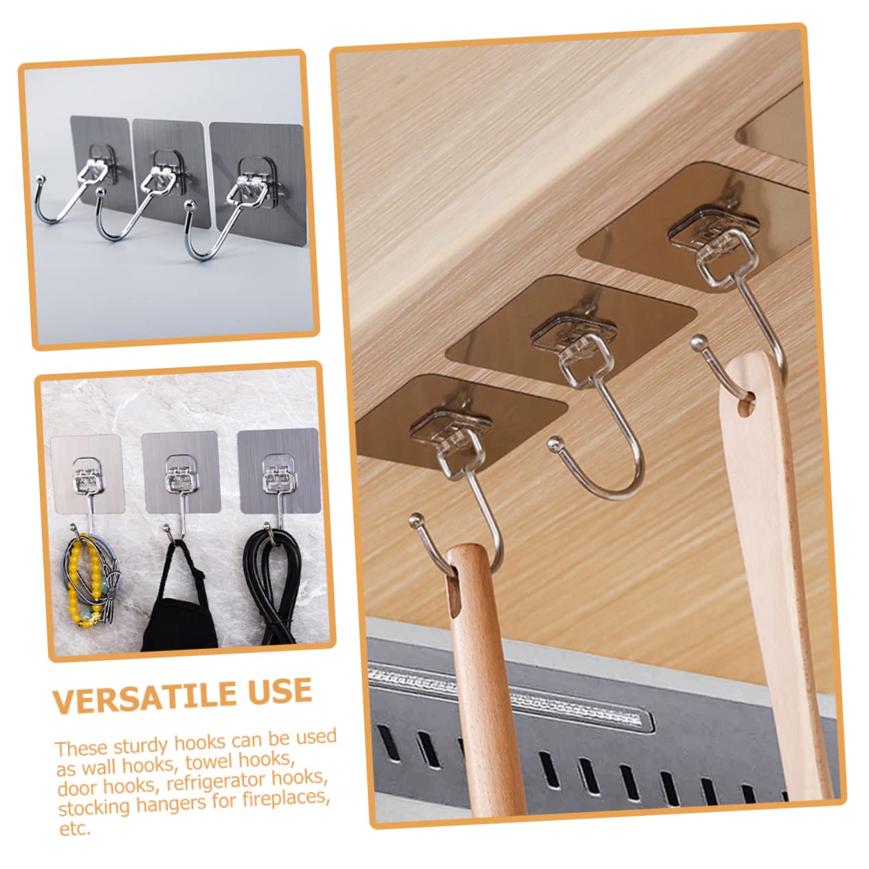 VASDEV 20 piezas Gancho autoadhesivo que no deja marcas Perchas para ropa de niños Perchas transparentes Sombrero Percha de pared Pequeños tréboles de metal Ganchos de pared Ganchos de pa
