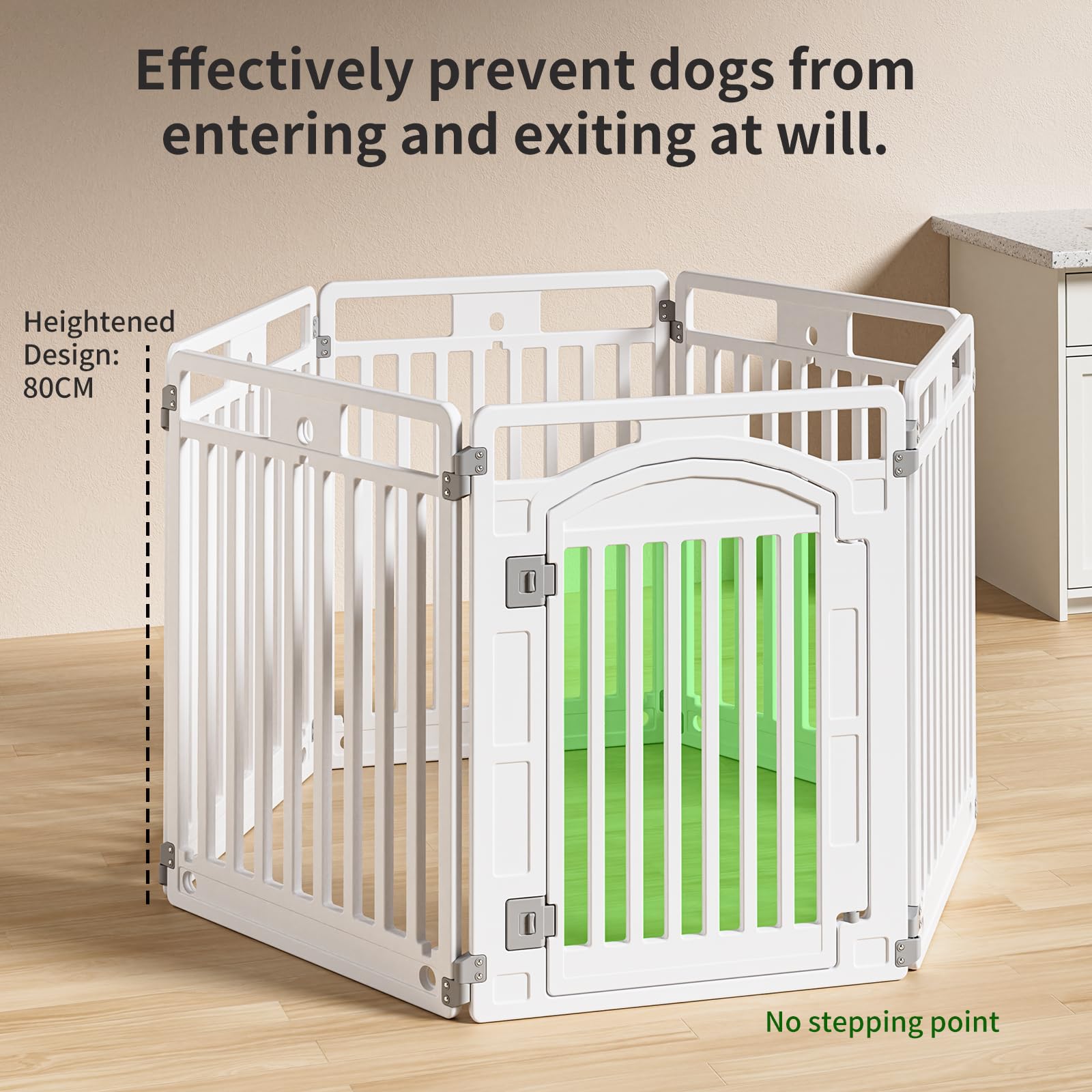 Gupamiga Recinto per Cani Cuccioli da Interno o Esterno, Box per Cani, Gabbia per Cuccioli con Cancelletto, Solido Smooth, Installazione semplice, Bianco (130x65x80cm)