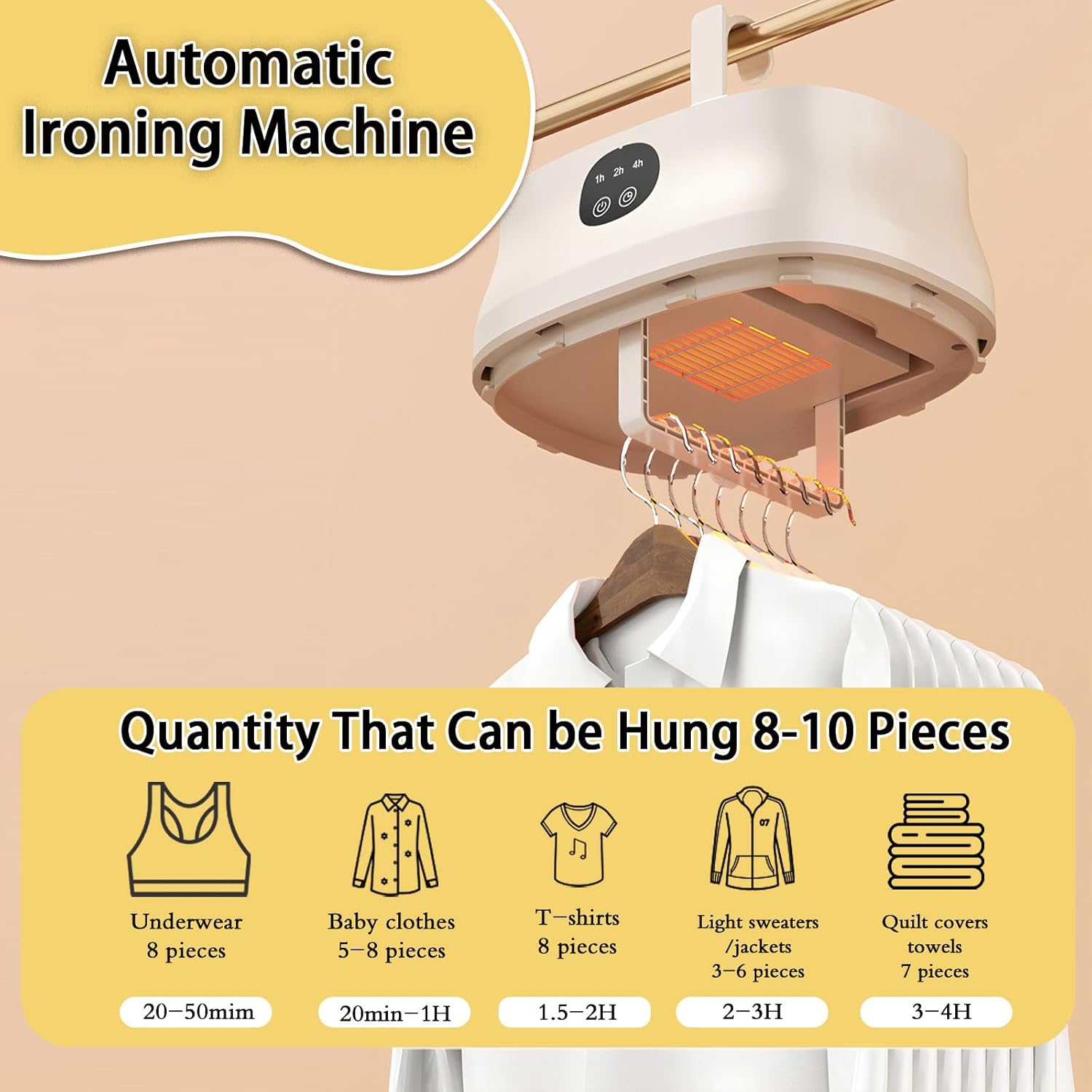 Automatic Ironing Machine, Mini Laundry Dryers with Timer Function & Dry Bag, Portable Clothes Dryers, Steam Iron for Travel, Apartment, RV, Dorm