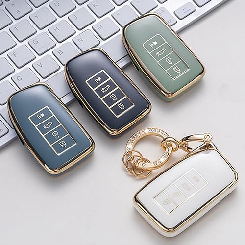 Miniatura 6 de Gematay Funda para llavero Lexus con llavero, soporte para llave para Lexus RX ES GS LS NX RS GX LX RC LC Control remoto inteligente, color blanco