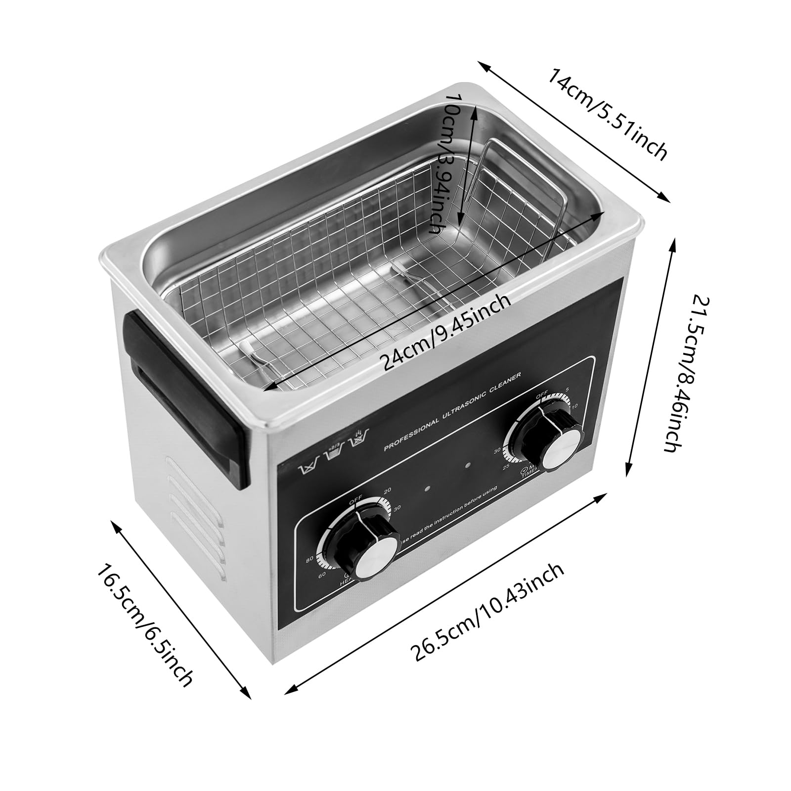 Ultraschall-Reinigungsgerät 3,2L, 40KHz 120W Schmuckreiniger mit Heizfunktion, Edelstahl-Reinigungsmaschine für Brillen, Uhren, Zahnersatz, Schmuck, Metallteile – Silber