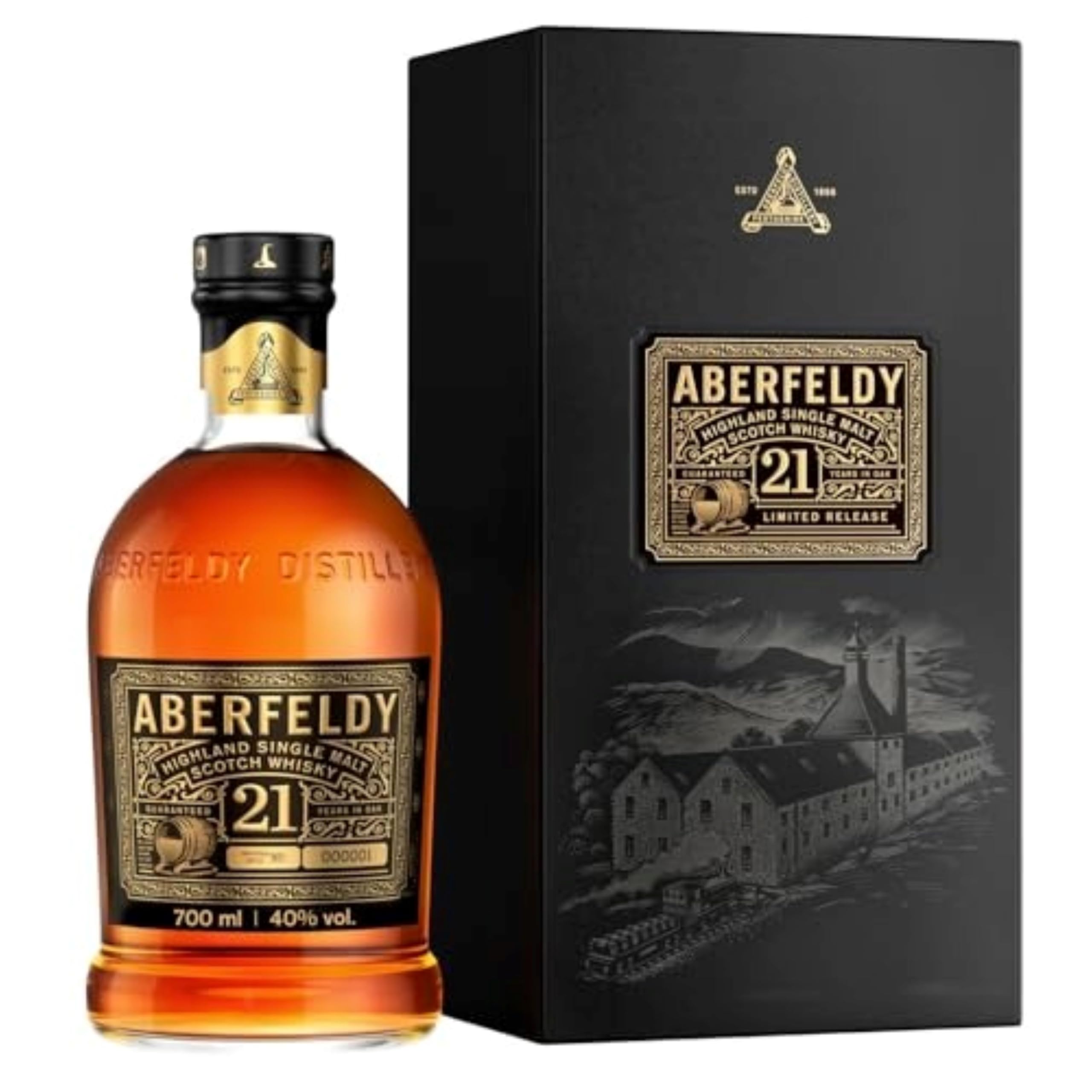 Aberfeldy 21 Jahre Single Malt Scotch Whisky, 40 Vol.-%, 70 cl/700 ml, Premium-Whisky, in vier verschiedenen Fassarten gereift