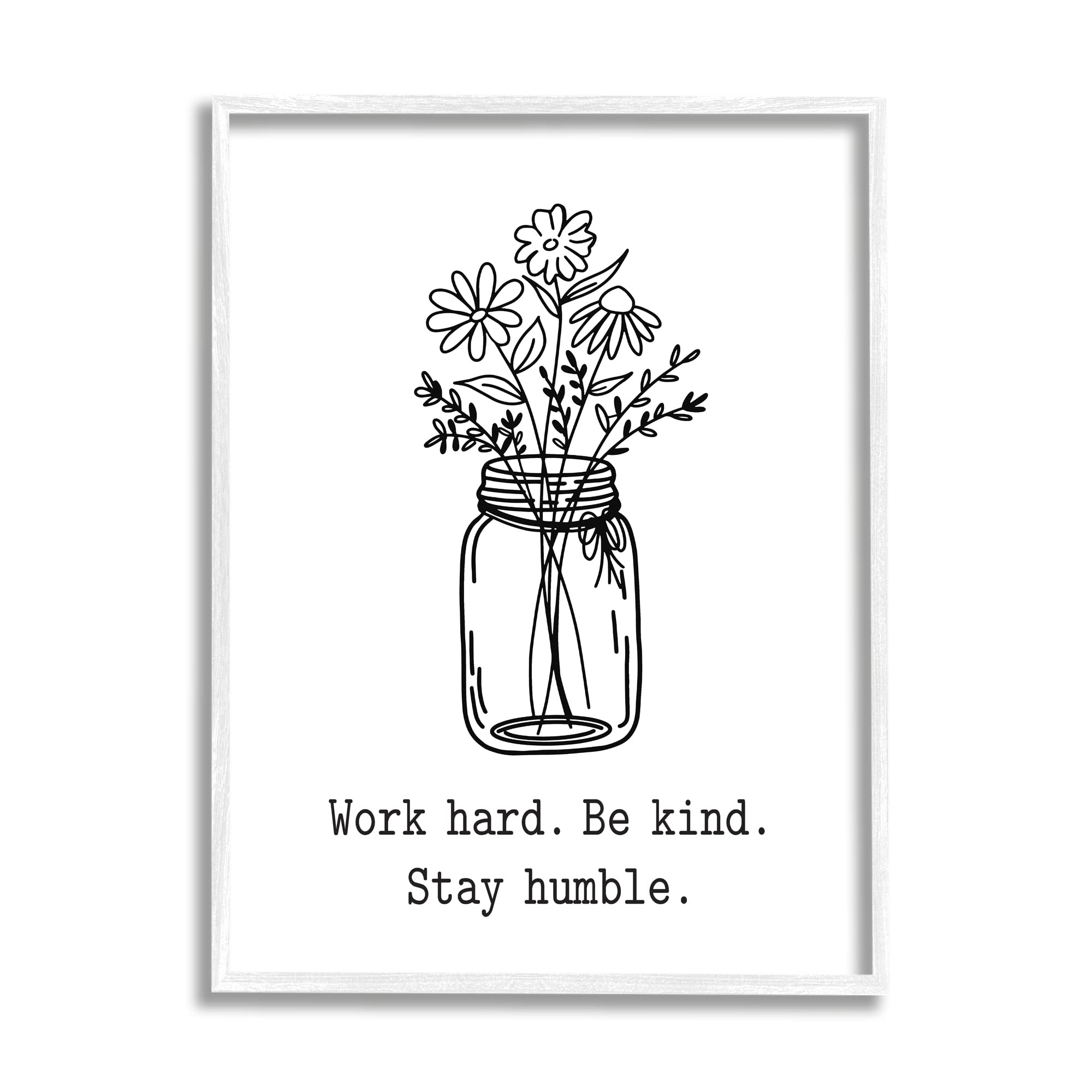 Stupell Industries Stay Humble Casual Floral Line Doodle Bouquet, Design by Lettered and Lined