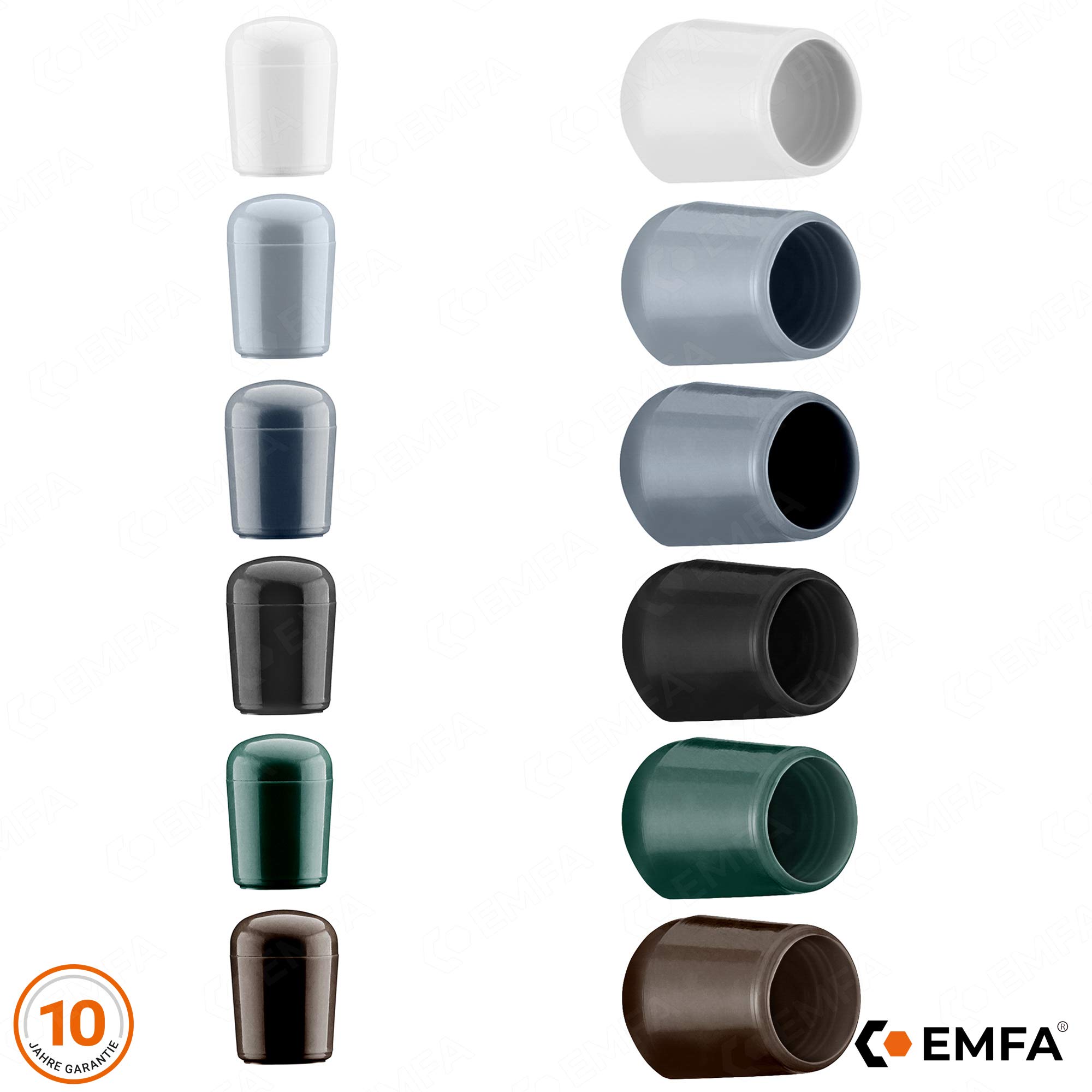 EMFA Kappen für Rundrohre 27 mm Grau (RAL 6005) 100 Stück Fußkappen Endkappen Kunststof 2,7 cm