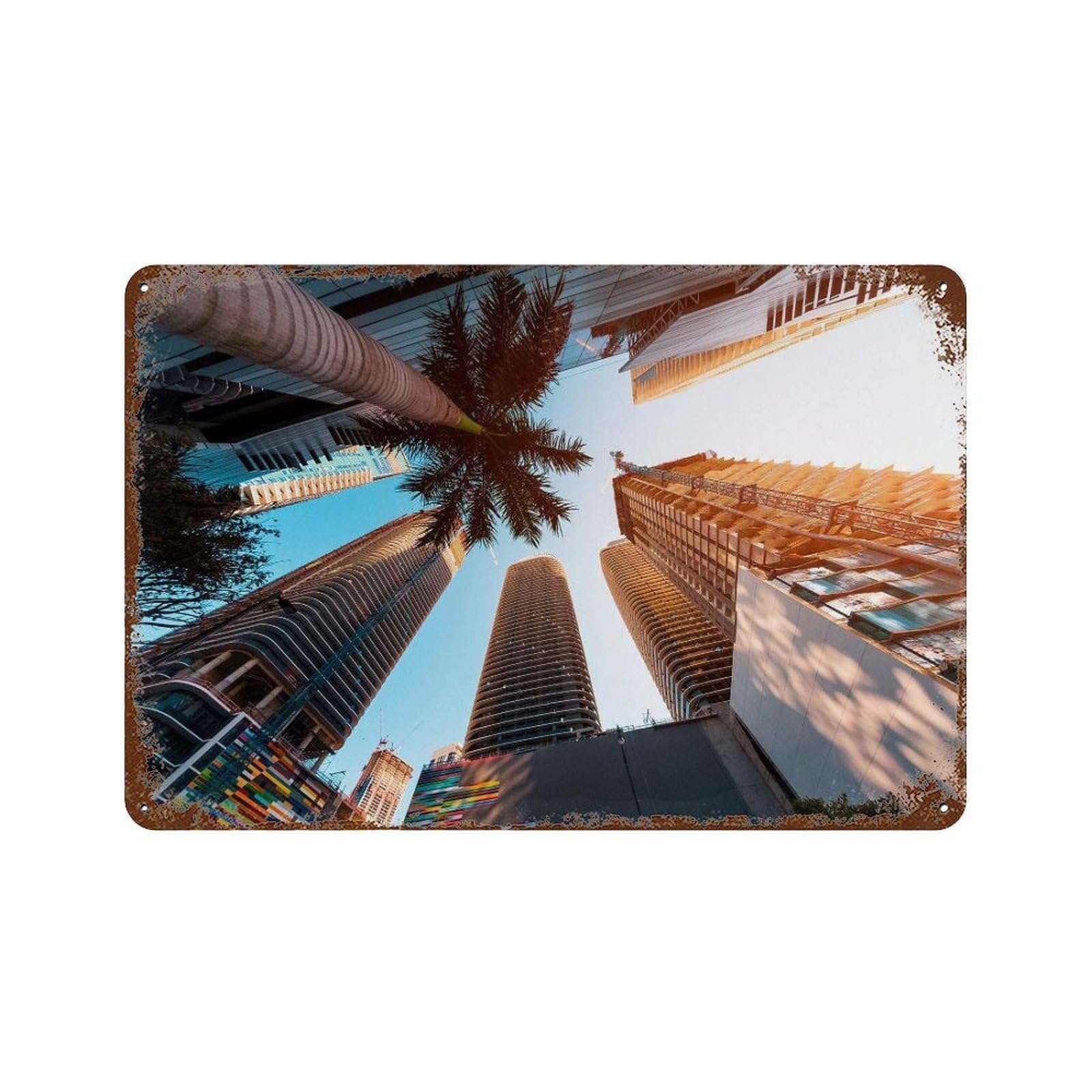 xiaoxiaoshen Real Photo Miami Decor Florida USA Wall Decor Art Metal Tin Poster Modern Home Decor Art Home Bar Shop Decorations Vintage Sign 20x30cm