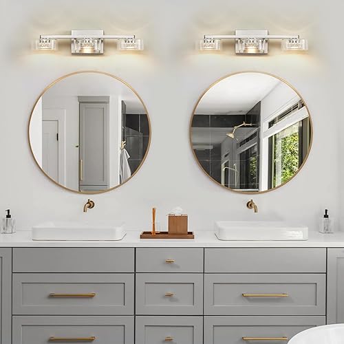 Miniatura 8 de Zhizenl Lámparas de baño 3 luces LED regulables para tocador de baño sobre espejo modernas luces de tocador de níquel arena de cristal con pantalla