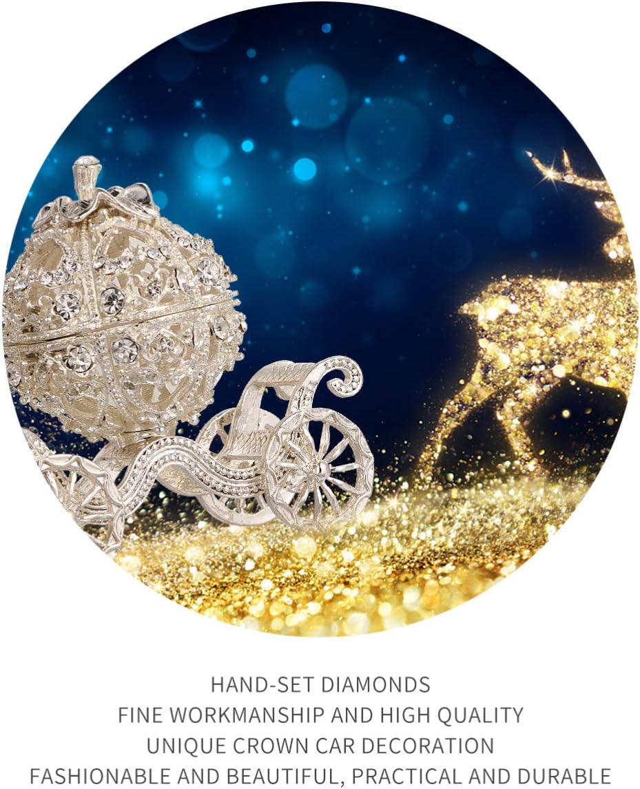 TOYANDONA Silver Vintage Rhinestone Pumpkin Carriage Trinket Box, Sparkling Diamond Ornaments Organizer Box for Home Wedding Decor - Image 7