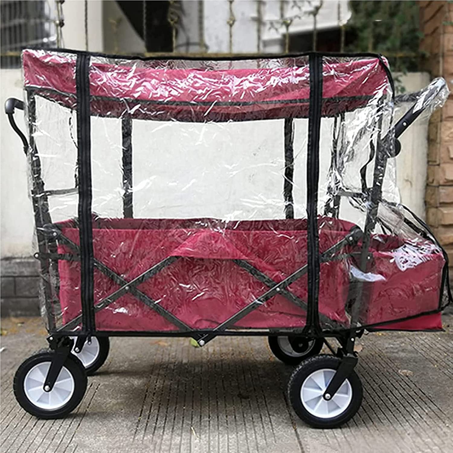 Cubierta de lluvia para carro plegable al aire libre y carrito de compras portátil, impermeable, resistente al viento, tamaño universal para la mayoría de sistemas de viaje