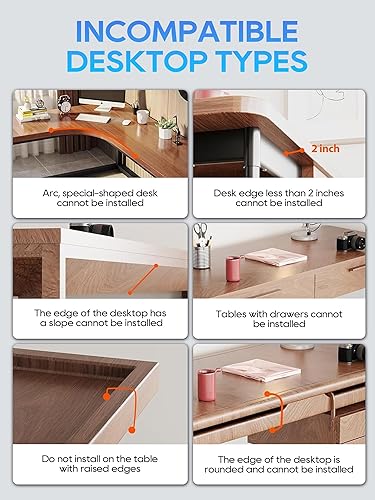 Miniatura 8 de NODOCA Bandeja de Gestión de Cables Debajo del Escritorio Sin Taladro, Gestión de Cables de 17'', Sujeción Sin Perforaciones, Bandeja de Cables de