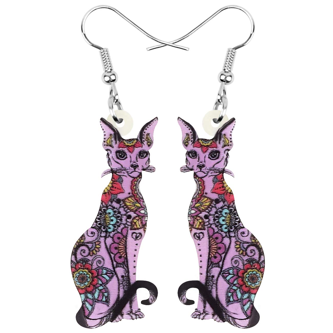 Bonsny Acrylic Long Drop Dangle Cat Earrings "CAYLEIGH Statement Pop-Art Kitten Gift Women