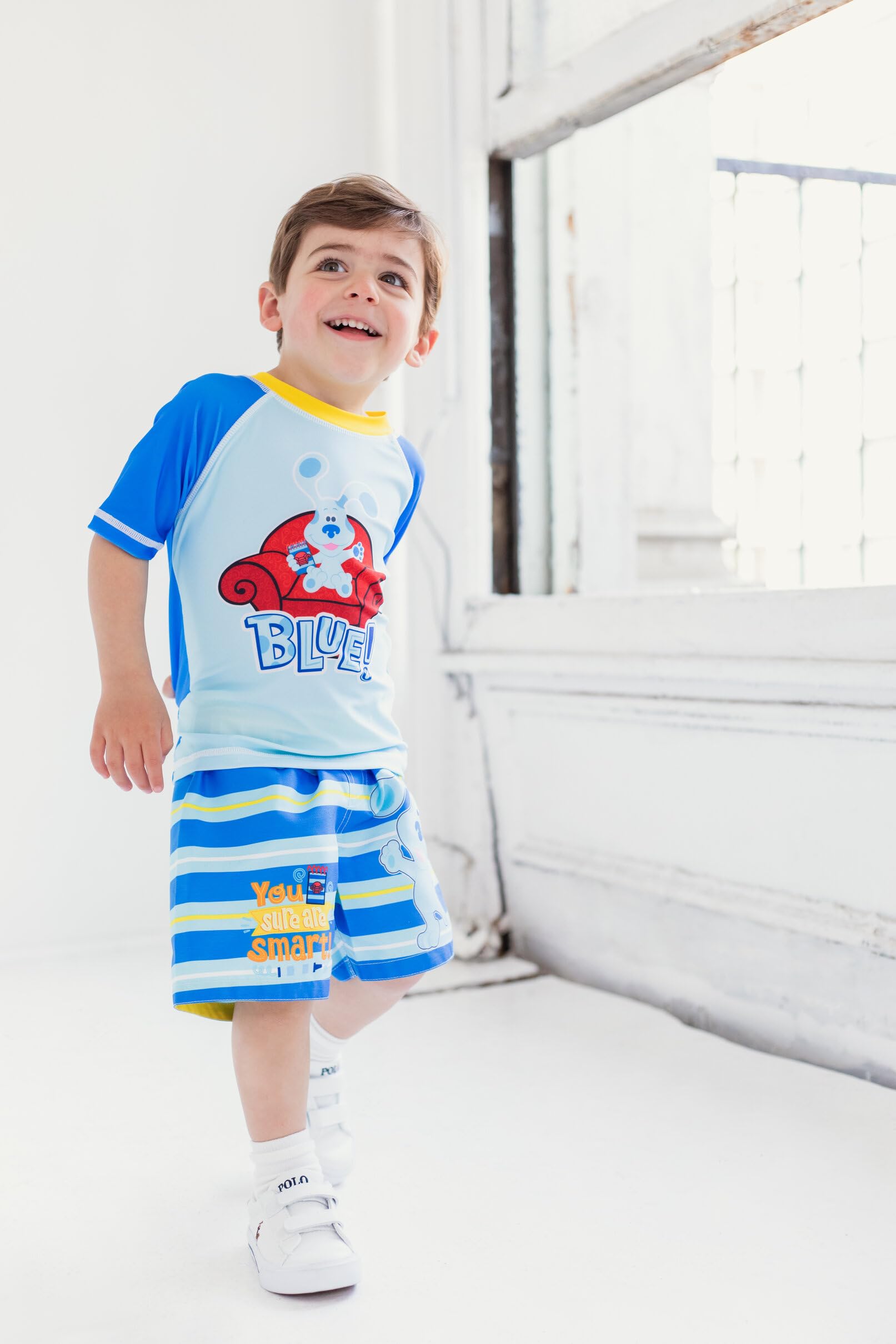 Blue's Clues & You! Chłopcy raglanowy sweter pływacki rash guard kąpielówki niemowlę do malucha, NIEBIESKI, 18 Months