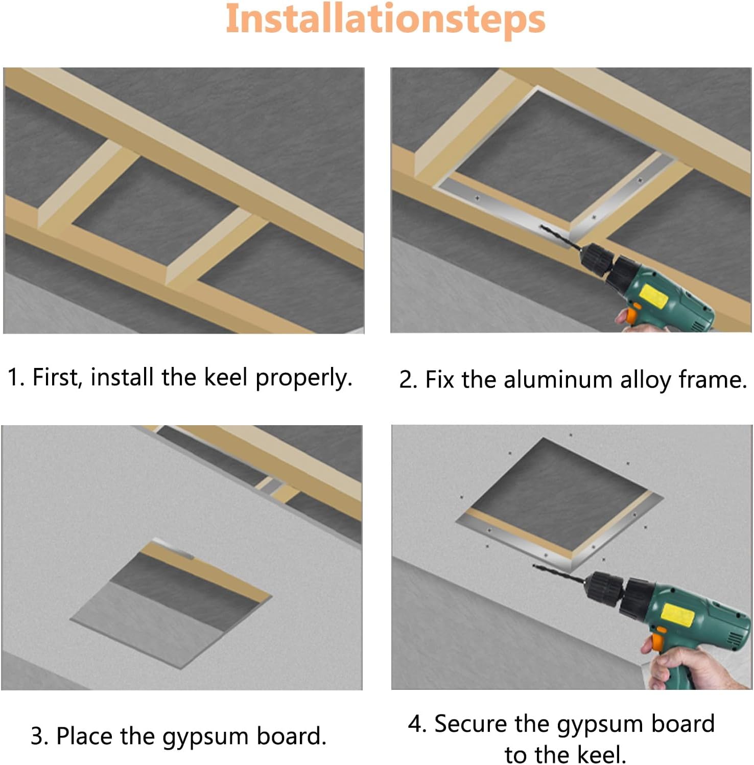 Recessed Drywall Access Panel - Top-Opening Access Door for Wall & Ceiling with Aluminum Frame, Paintable Gypsum Board Panel(700x700mm)