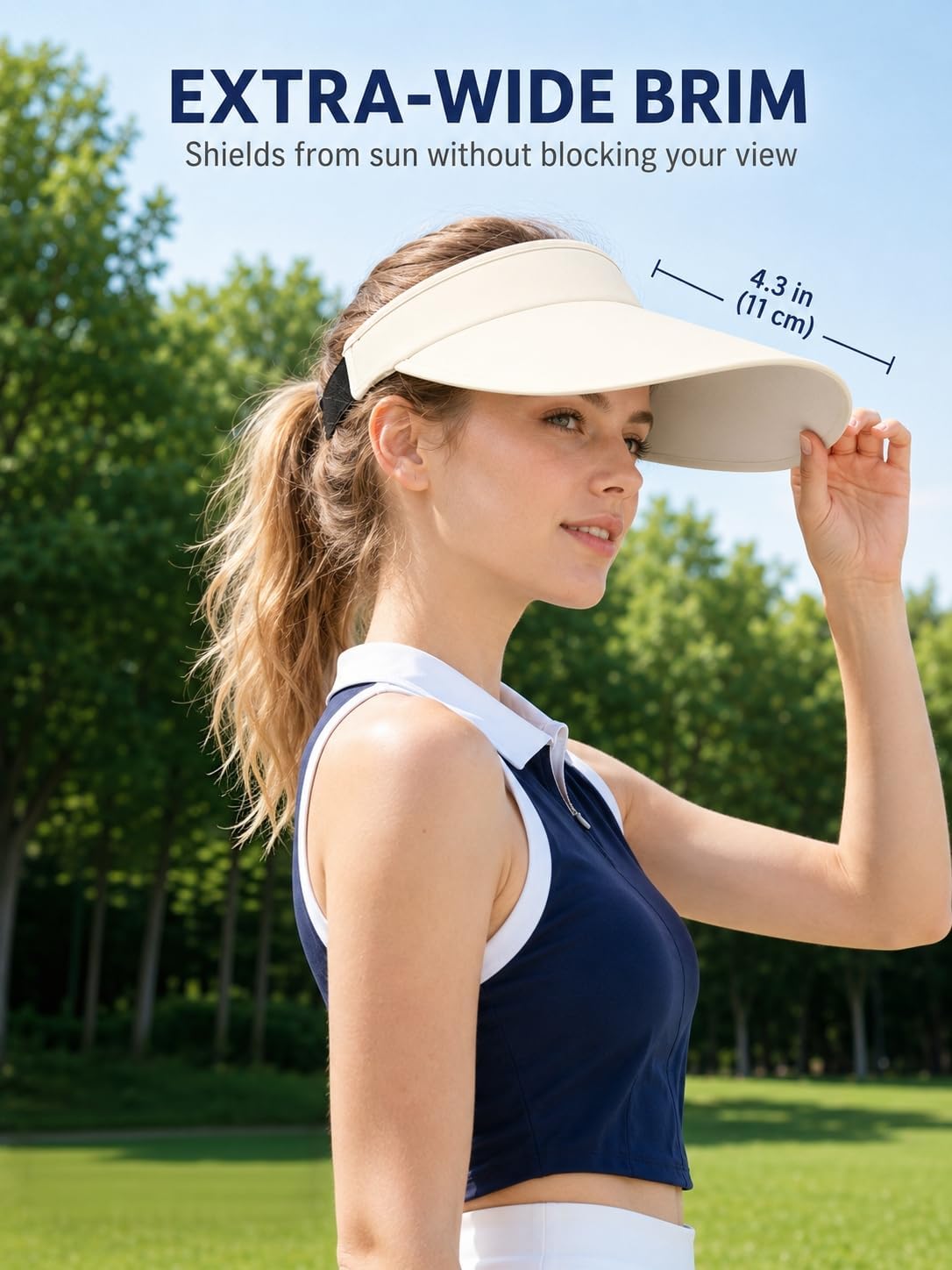 Sun Visor Hat for Men Women, Cooling Sport Visor with Wide Brim, UPF 50+ Adjustable Running Hat for Outdoor image 3