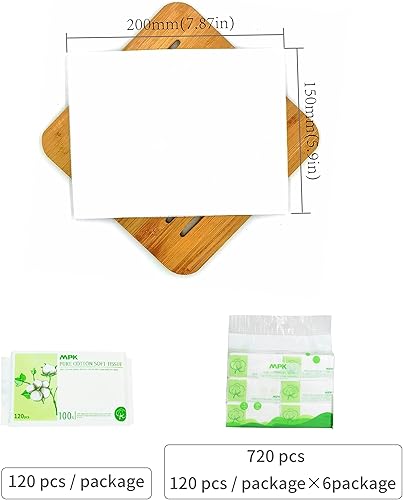 Miniatura 2 de MPK - Toallitas secas para bebés 100% algodón, sin perfume e hipoalergénicas, 120 unidadespaquete, 720 unidadespaquete de 6 pañuelos faciales