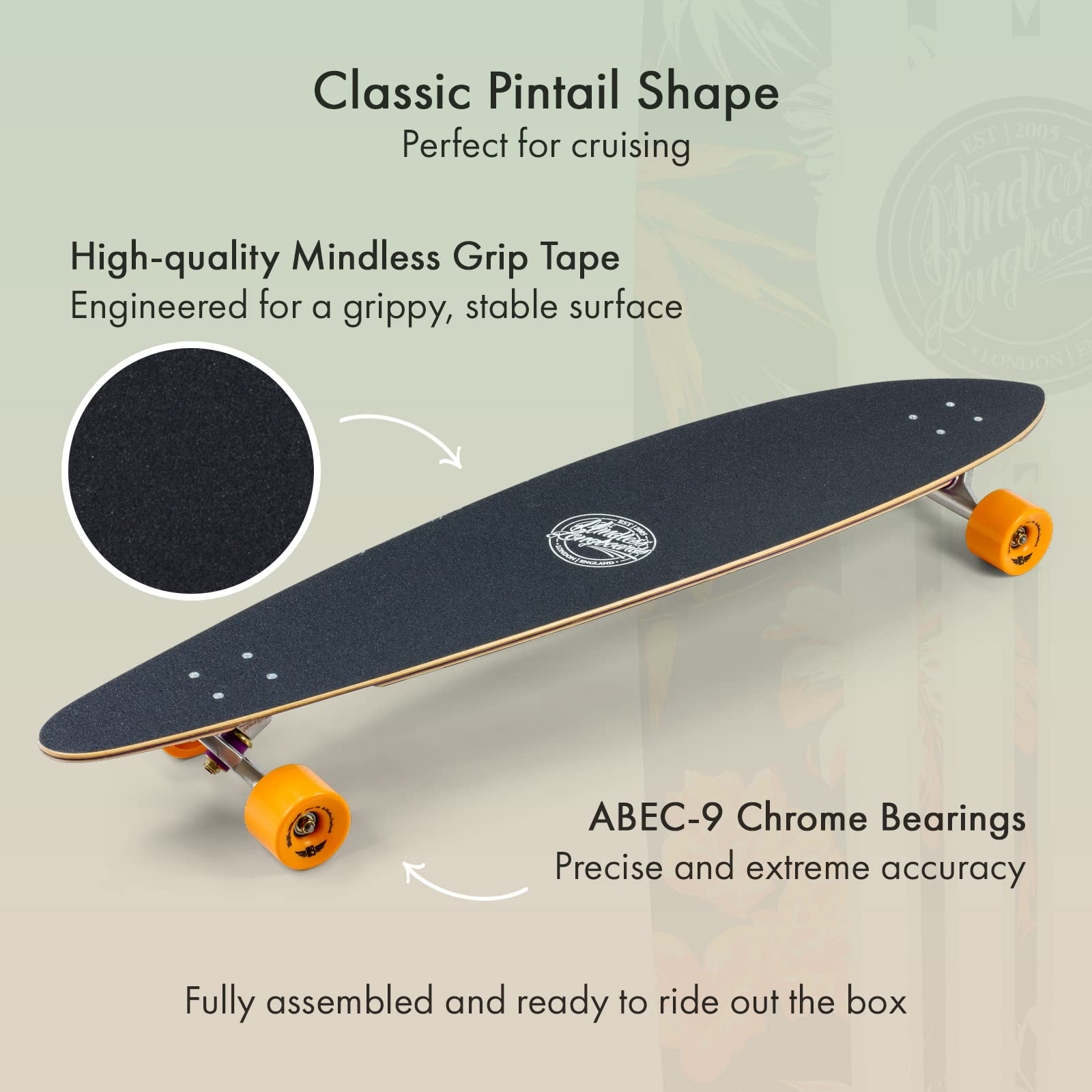 Mindless Orange Maverick IV Talisman - Longboard da 46 pollici completo
