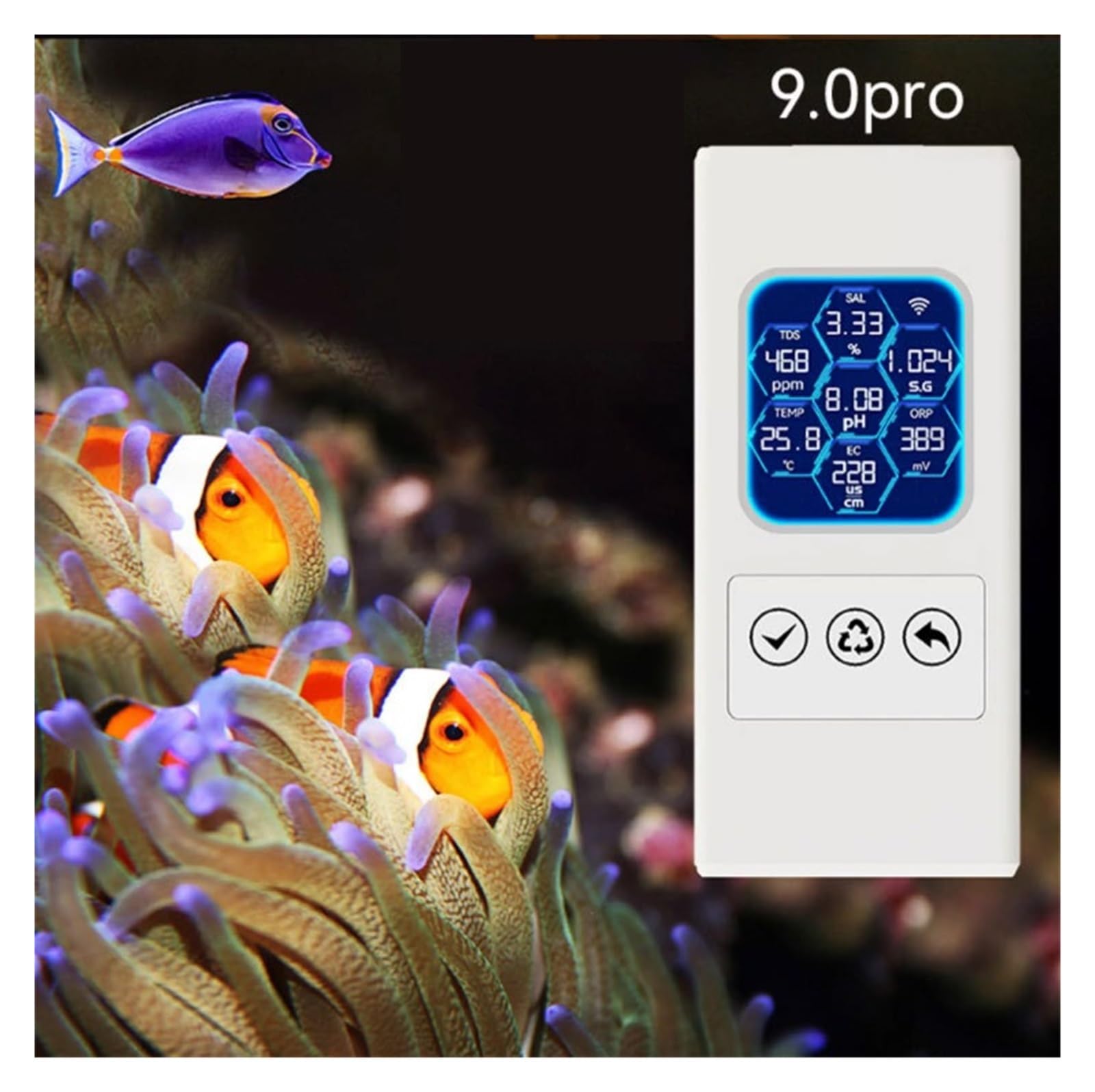 Tester wody, Inteligentny monitor jakości wody WiFi PH TDS, cyfrowy czujnik temperatury w akwarium