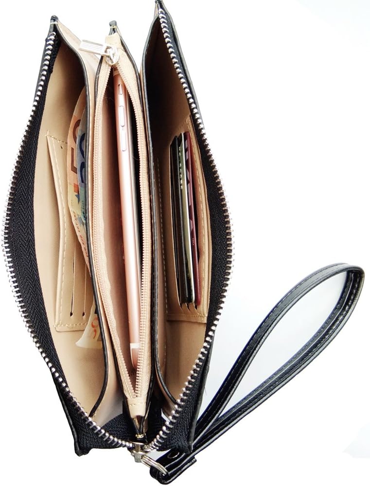 Women's Solid Color PU Leather Wristlet Clutches Purse Wallet Credit ID Cards Holder - Image 3