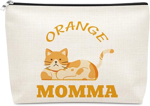 Sazuwu Orange Cat Gifts for Women Makeup Bag Cat Lover Gifts Kitty Mom Owner Present Cosmetic Bag Orange Kitty Mom Gift Pet Owner Present Mothers Day Christmas Birthday Gift Travel Pouch