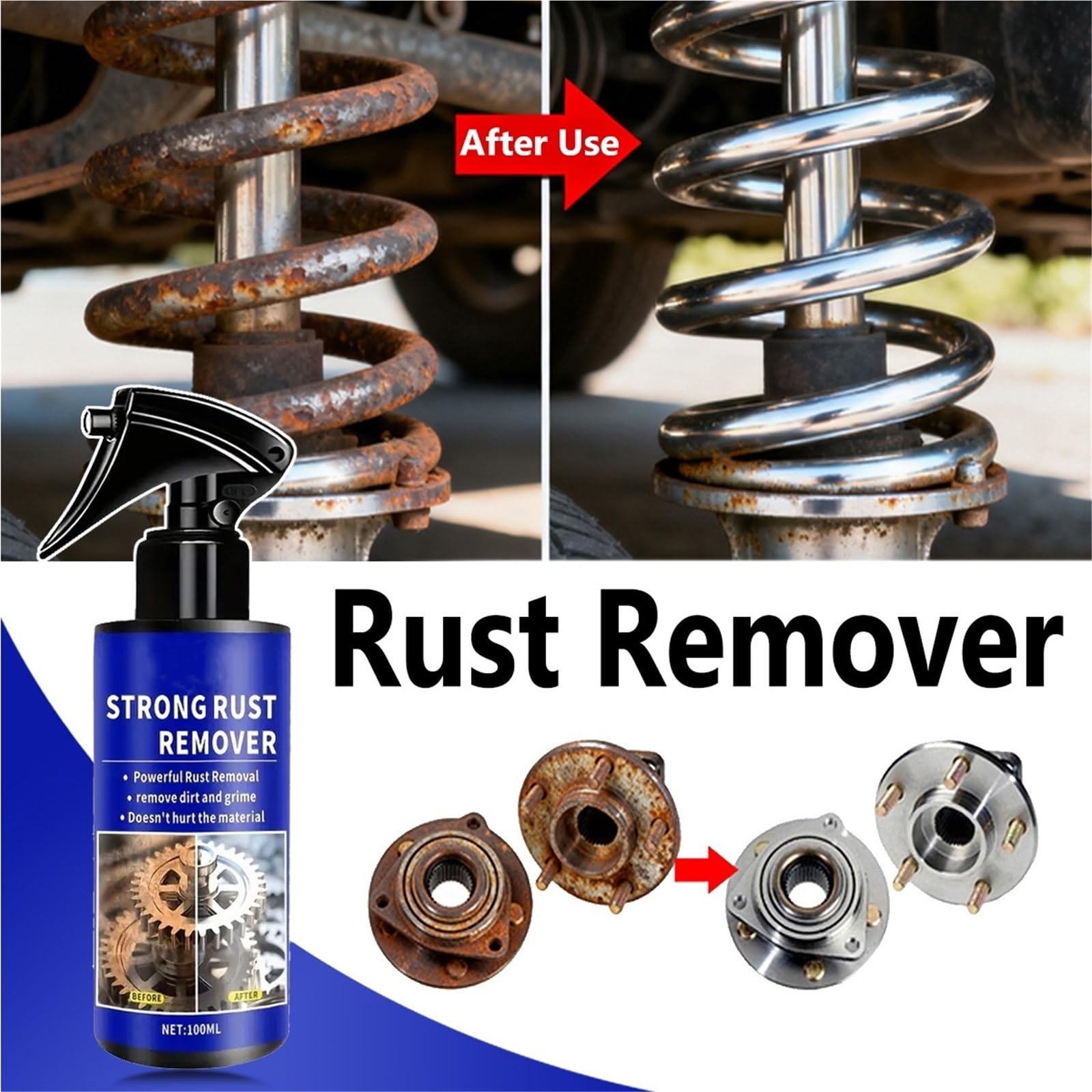 Pompa spryskiwacza Odrdzewiacz samochodowy czysty metal żelazny Prowder Auto rura wydechowa odrdzewiacz Spray środek do usuwania plam pielęgnacja piasty koła Pompa płynu(3pcs)