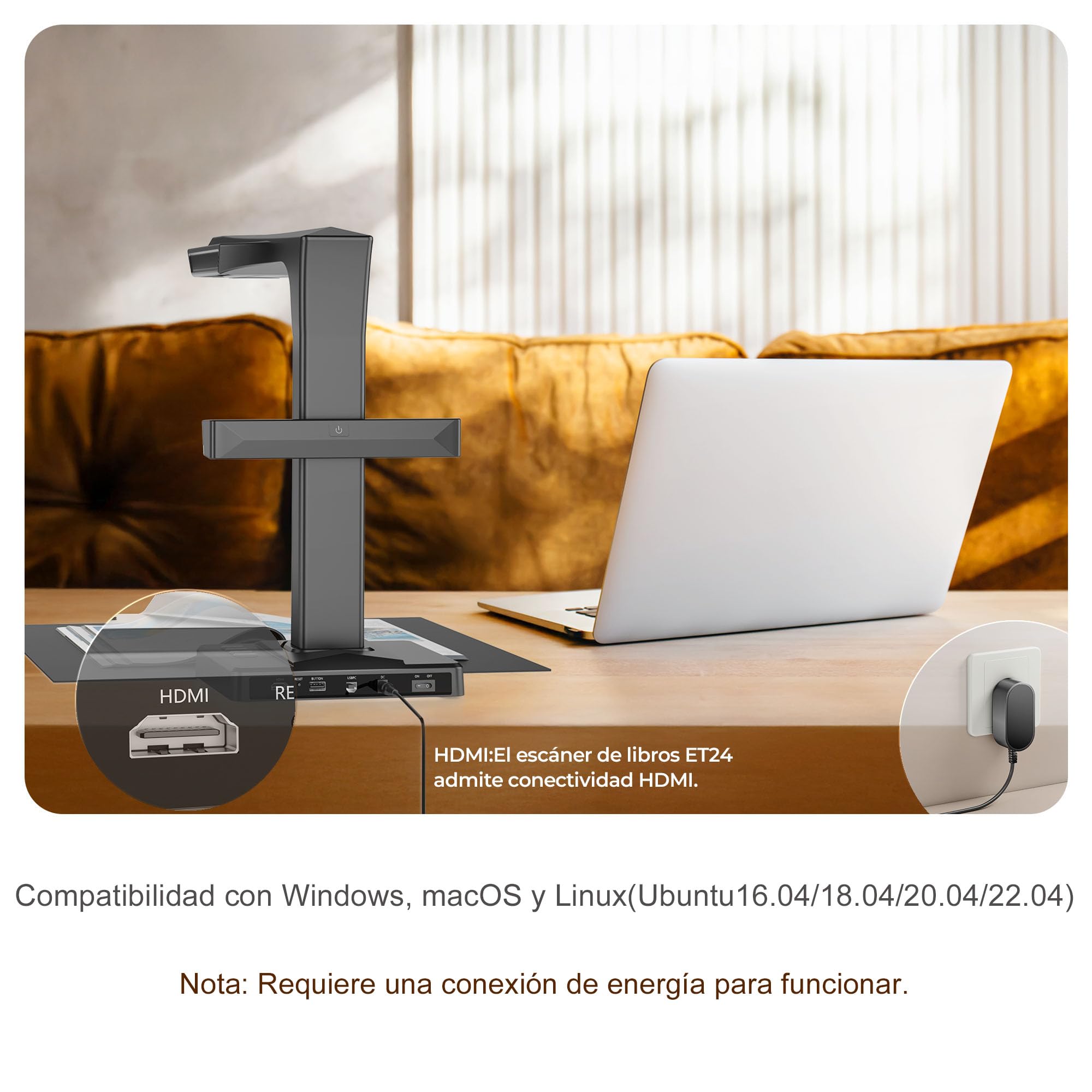Escáner de Libros CZUR ET24 Pro A3, escáner Profesional de Documentos con OCR de 24 MP y 320 dpi, Ideal para bibliotecas personales y escuelas. Compatible con HDMI, Windows y macOS.