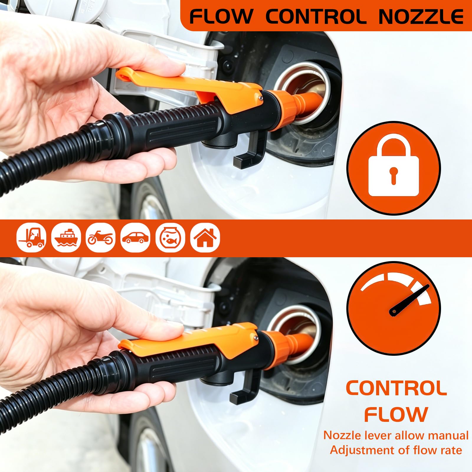 Pompe de transfert de carburant alimentée par batterie, Pompe à essence électrique, Pompe à huile électrique portable pour essence, diesel, eau, carburant (Orange)
