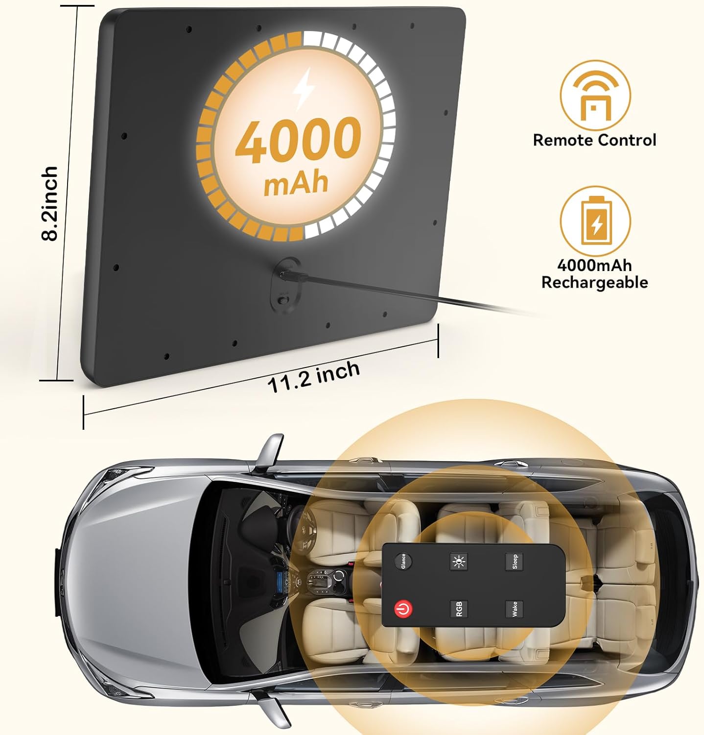 Baby Car Mirror with Light - Remote Control, 360° Adjustable, Shatter Resistant Car Seat Mirror - Clear Night Vision, Easy Installation for Rear Facing Infants (2 Pack)