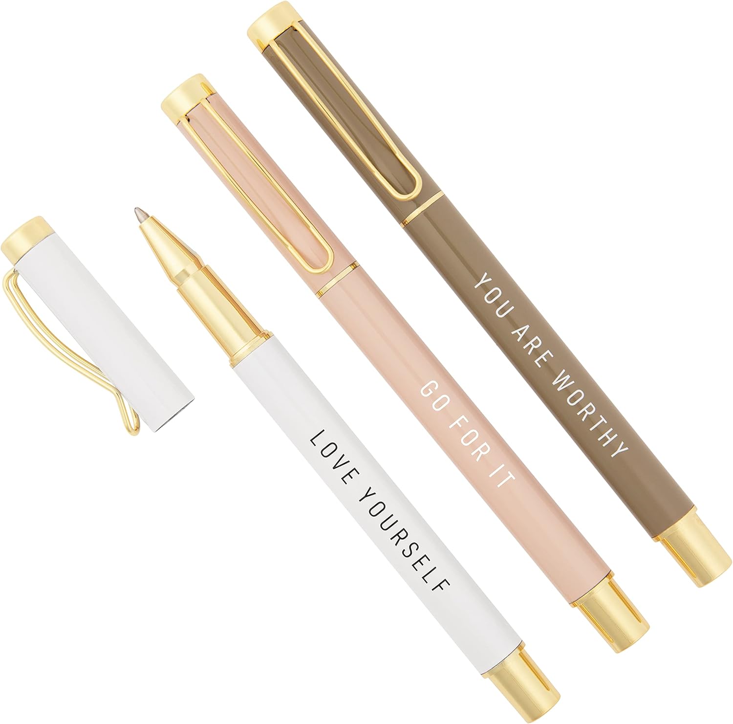 Sweet Water Decor Go For It Metal Pen Set - Inspirational Gifts for Women - Graduation, Teacher Gifts, New Job Gift for Women - Neutral Office School Supplies and Desk Decor
