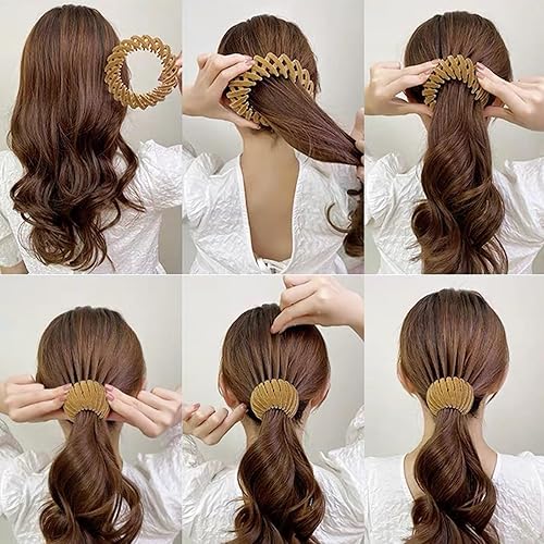 Miniatura 6 de 7 piezas de accesorios para el cabello para mujeres, pinza mágica para el cabello de nido de pájaro, accesorios para moño para el cabello para