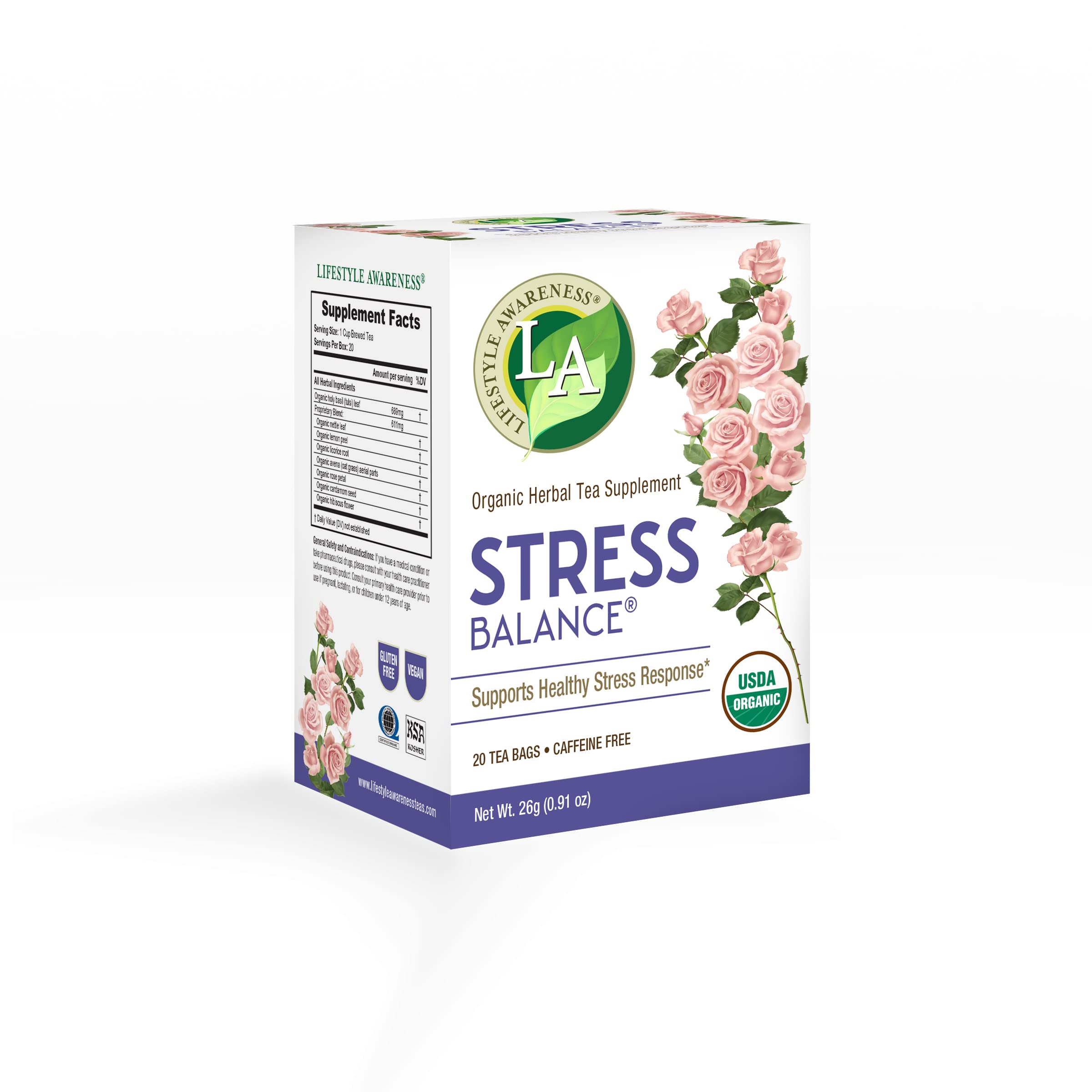 Lifestyle Awareness Stress Balance Tea with Calming Rose Petal