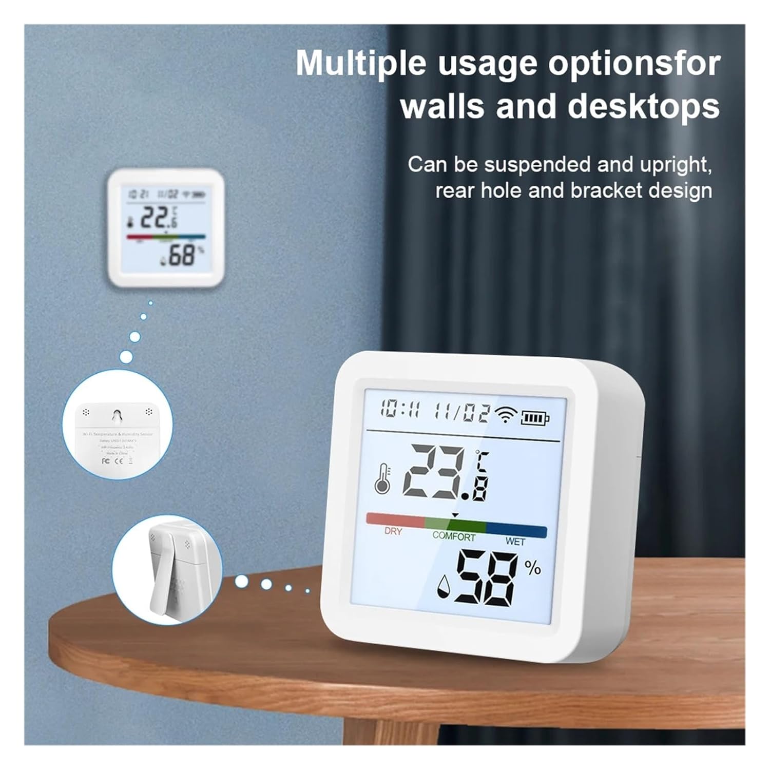 ReniCharge TH05 WiFi Temperature Humidity Sensor multiple usage options