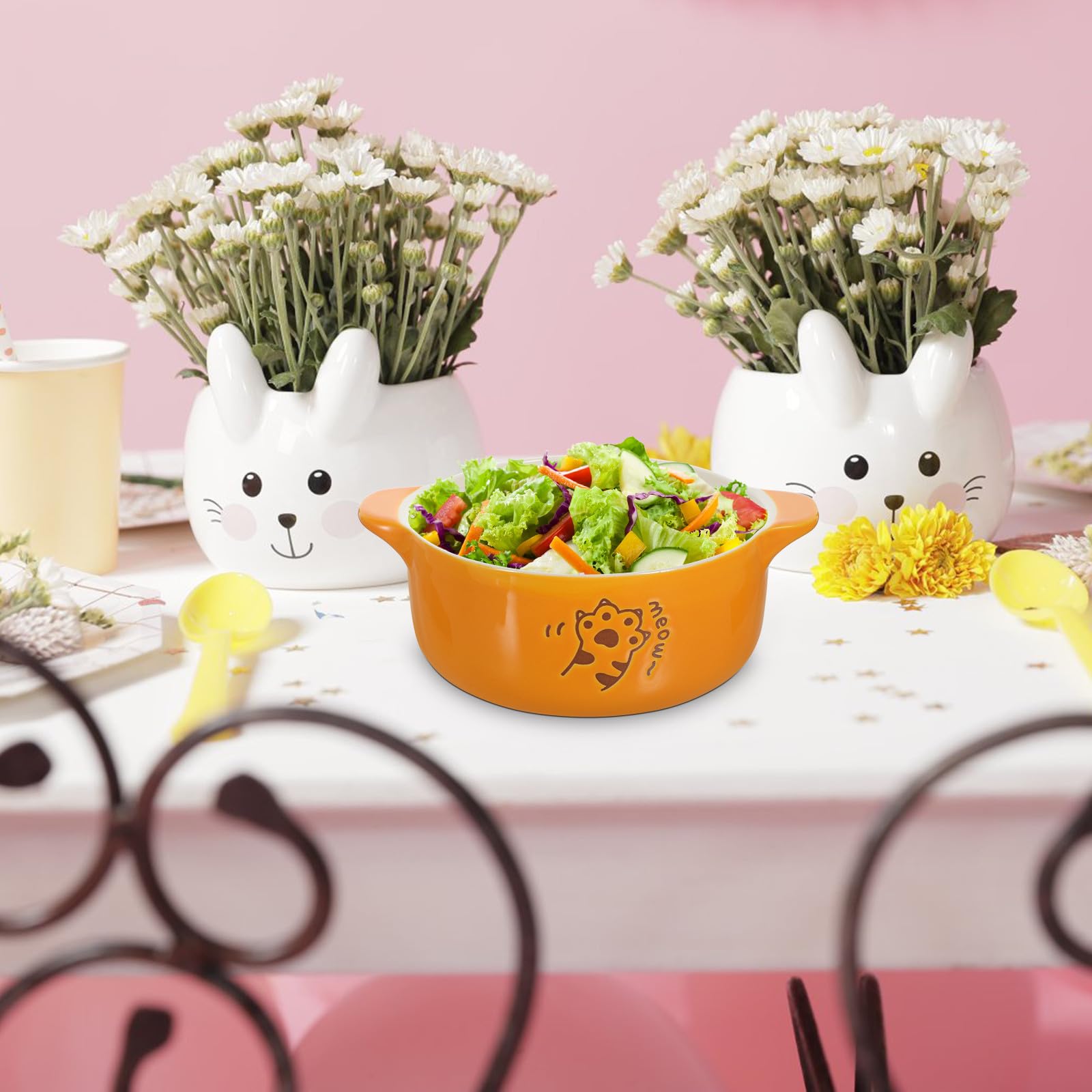 Tazón de Ramen para Gatos con Tapa de Cerámica, 720 Ml | Diseño Felino Japonés, Uso en Hogar u Oficina, Vajilla Creativa para Fideos y Sopa