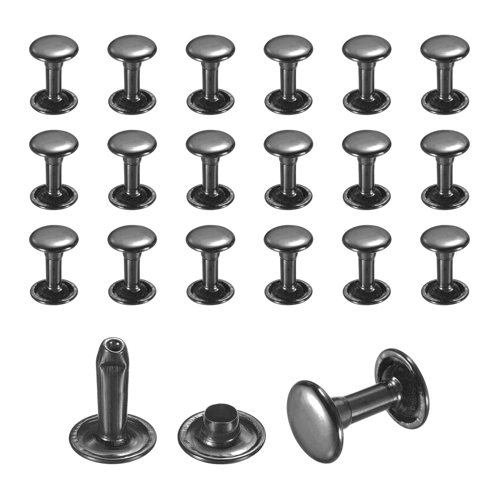 Remaches de cuero uxcell tubulares de metal de 12 mm de altura para manualidades y ropa