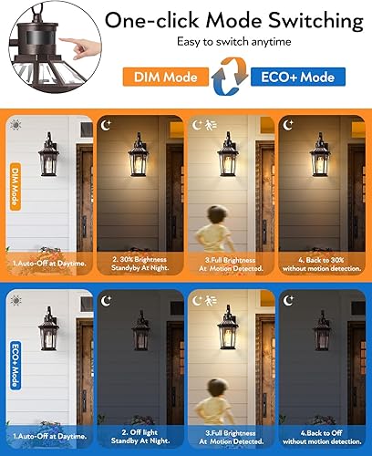 Miniatura 10 de VIANIS Luces de pared para exteriores con sensor de movimiento, montaje en pared para exteriores del atardecer al amanecer, resistente al agua,