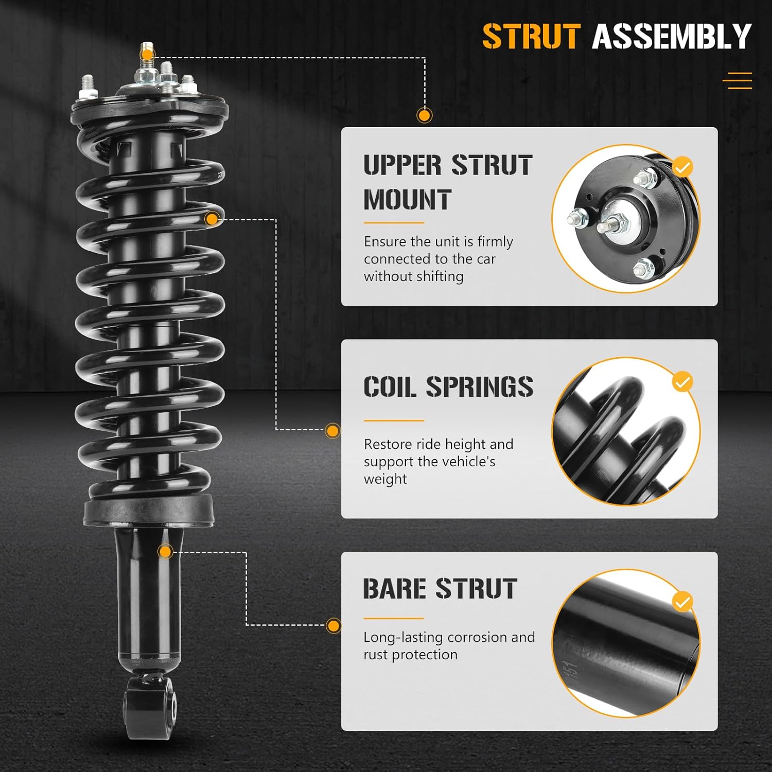 Front Complete Coil Spring Strut Shock Absorber Fit for Toyota Tundra 2000 2001 2002 2003 2004 2005 2006, 171347L 171347R (Set of 2)