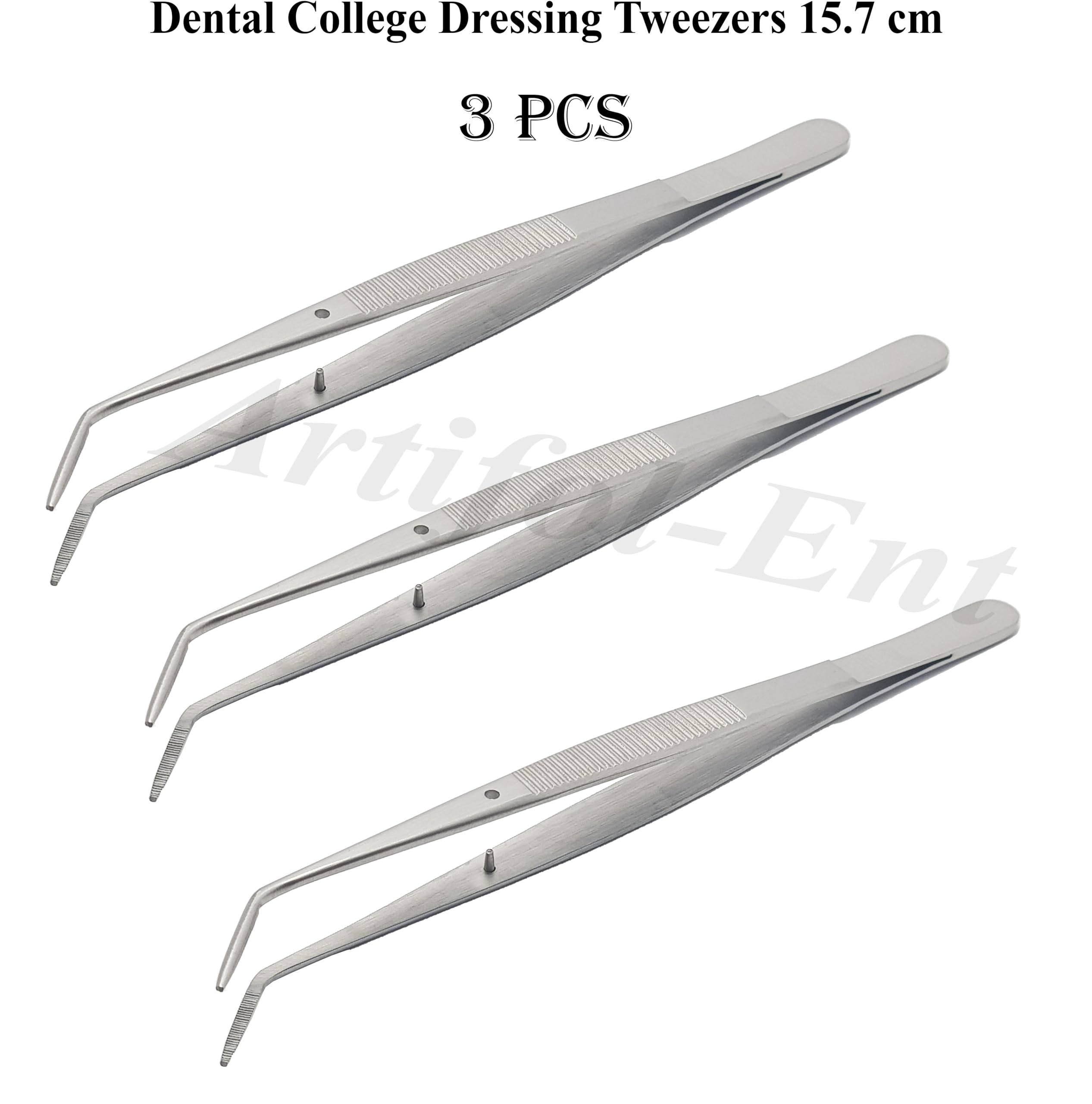 Generic 3 Pcs College Tweezer Cotton Pliers Surgical Dental Forceps Serrated Tips 15.7 cm 6