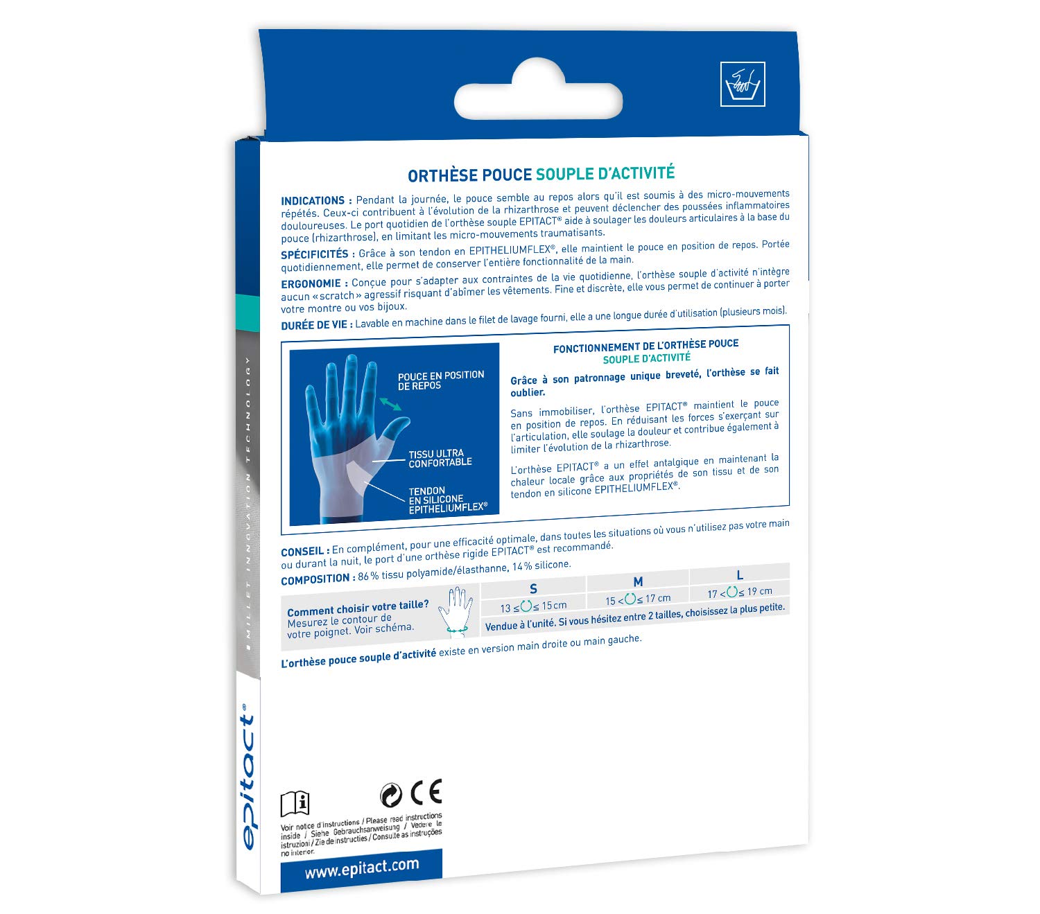 Epitact | Soft Activity Thumb Brace | Thumb Osteoarthritis, Rhizarthrosis | Relieves Joint Pain at the Base of the Thumb | Freedom of Movement | French Innovation (S, Left)