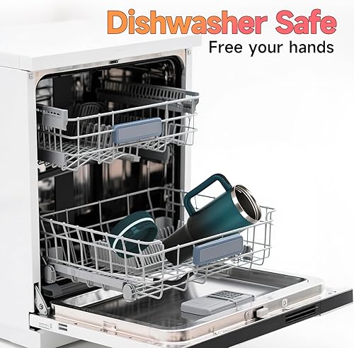 Miniatura 8 de Vaso térmico de 40 onzas con asa y pajita, tapa 2 en 1 a prueba de derrames y fugas, taza de viaje aislada, mantiene frío y caliente, apto para