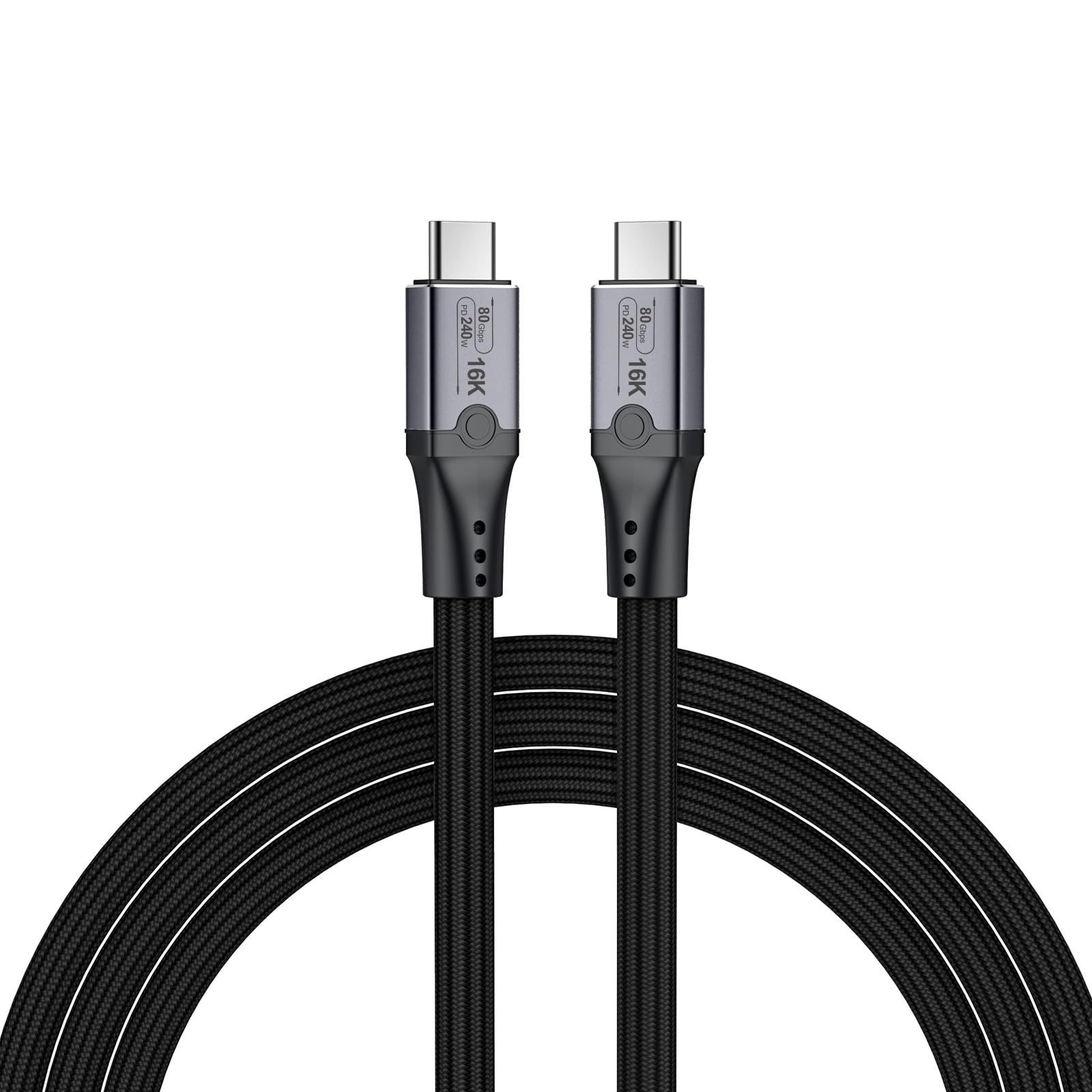 Kabel 80Gb/s do Thunderbolt 5 Firmy MMOBIEL - Kabel w Oplocie Video Display Cable 1m - 120Gb/s Przepustowości, ładowanie 240W do iPhone 17/16 / 15, Thunderbolt 5/4 / 3, USB4, USB-C - Czarny