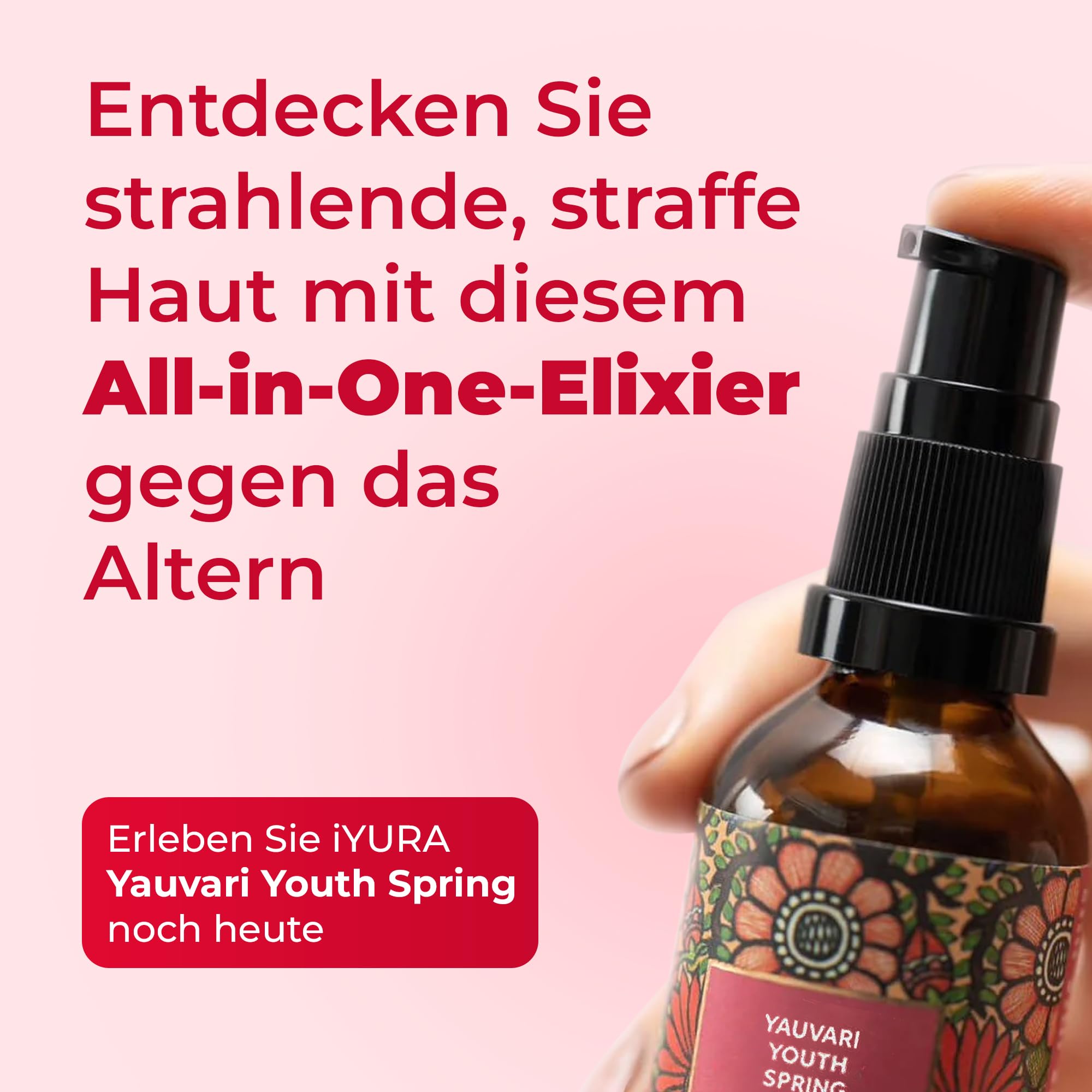 iYURA Yauvari Youth Spring | Vegane Gesichtsöl für trockene, alternde Haut | Hals-Gesichts-Dekolleté-Serum mit schwarzen Urdbohnen | Reduziert das Erscheinungsbild von feinen Linien und Falten | 30ml