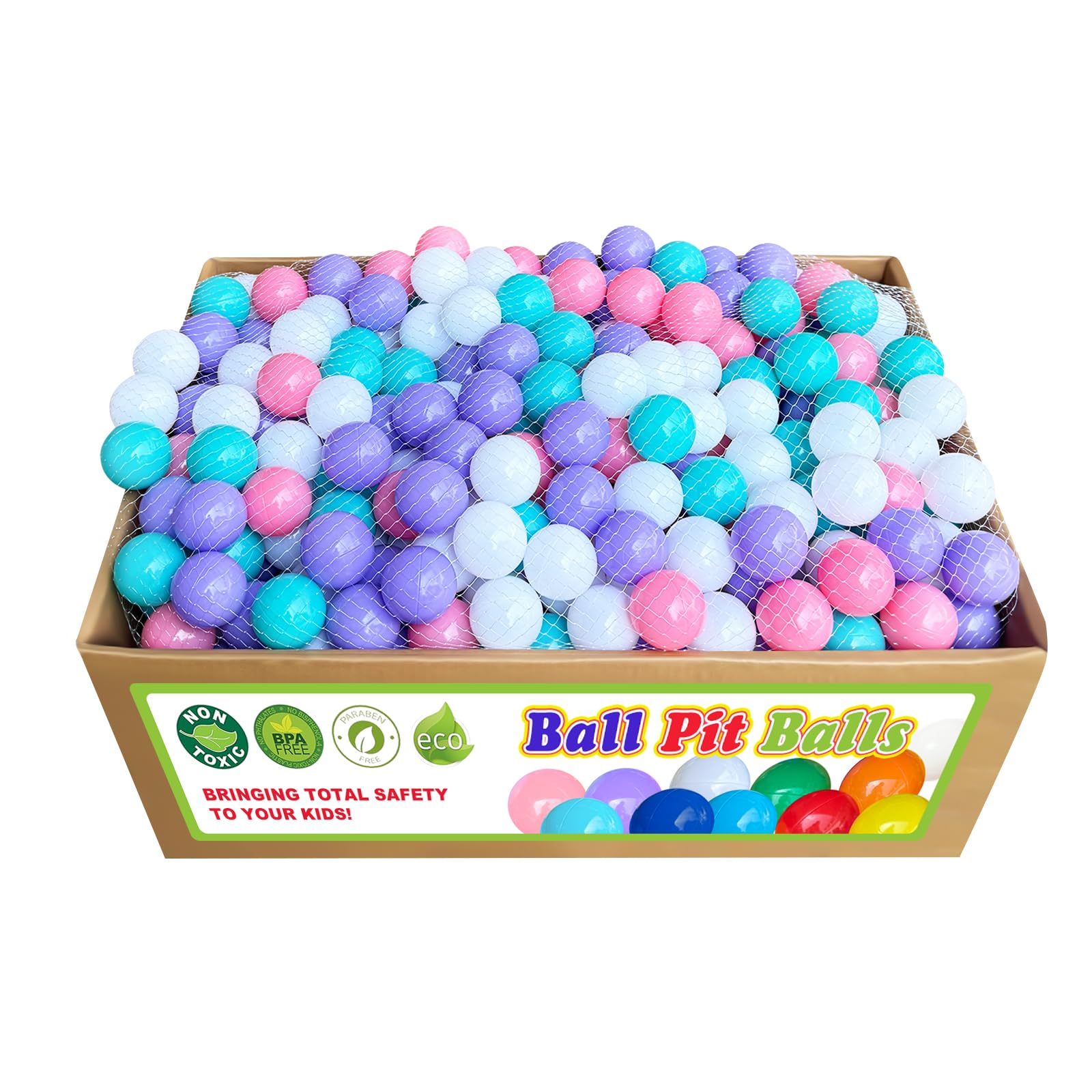Ball Pit Balls 500 Count for Kids, 2.2inch Children Crush-Proproof Plastic Balls for Ball Pit with 4 Bright Colors, Safe and Non-Toxic, BPA Free, Baby Toddler Pit Balls with Storage Net Bag (Purple)