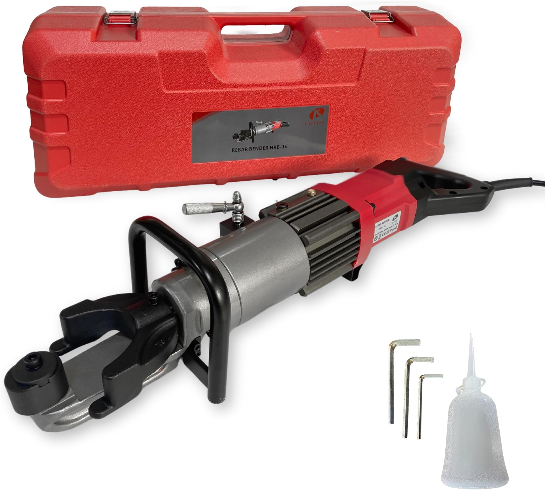 LOTOS HRB-16 Electric Rebar Bender 1100W Portable Hydraulic Electric Rebar Bend 5/8" 16mm #5 Rebar within 3 Seconds, 110/120V
