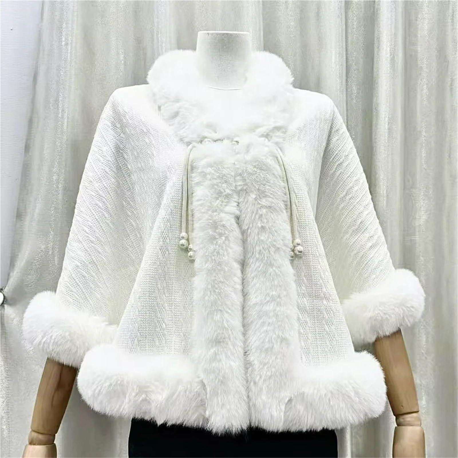 Poncho Donna Poncho Invernale Elegante e Morbido in Pelliccia Sintetica di Coniglio con Fodera Calda e Spessa, Mantello da Donna più Scialle in Velluto