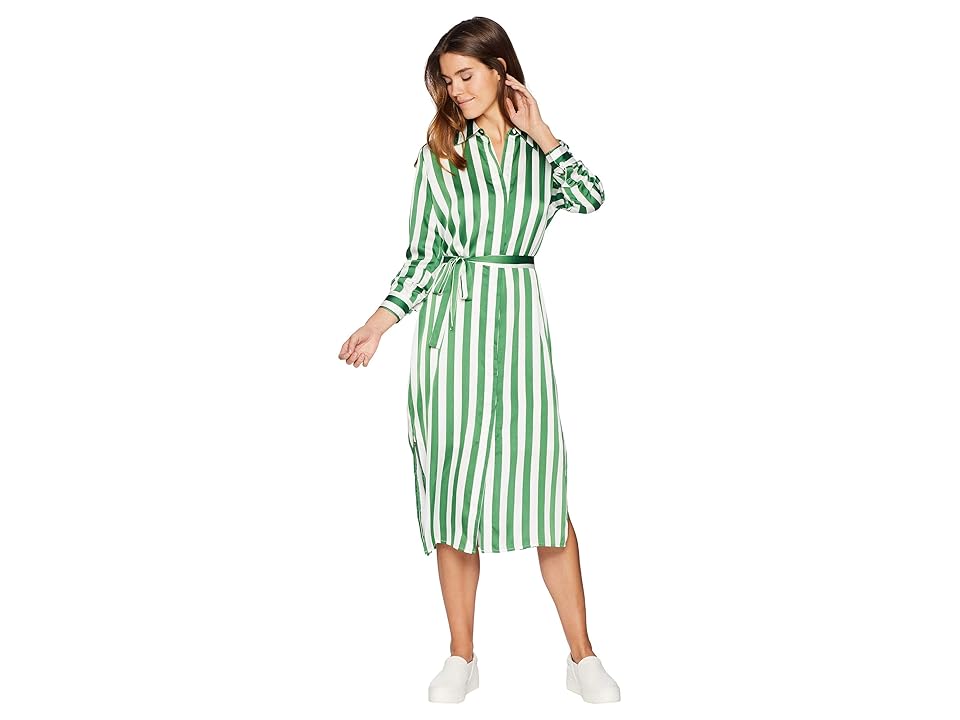 

Juicy Couture Awning Stripe Satin Dress (Green Tea Awning Stripe) Women's Dress