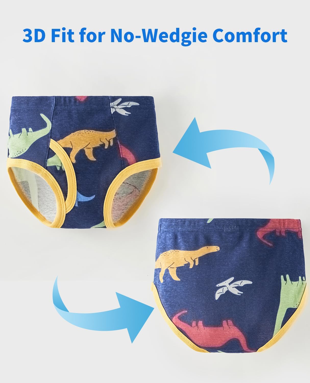 Little Boys Briefs, 100% Cotton Underwear for Toddlers, Dinosaur Truck Car Prints,