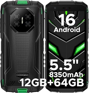 Fire 3 Android 16 Rugged Phone Unlocked,8350mAh Battery,12GB+64GB/2TB,Octa Core Rugged Smartphone,5.5" IPS HD+ Display,13MP+8MP,IP68 Waterproof Cell Phone,Face Unlock,NFC/T-Mobile
