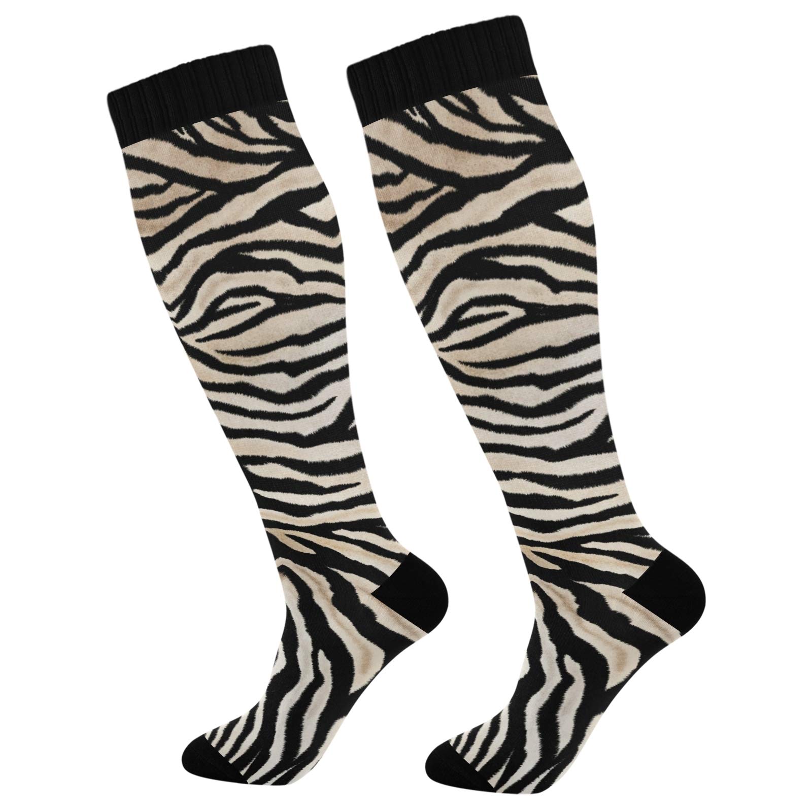 PUXUQU Vintage Zebra Print Men' Women' Over Knee Thigh High Long Socks 1 Pack