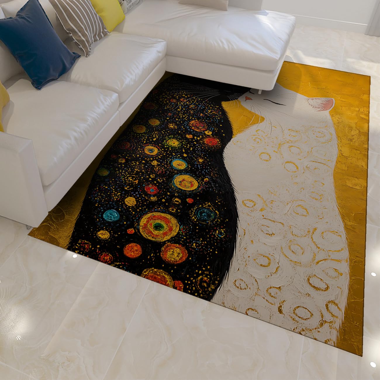 Tapis chat antidérapant poil bas lavable facile à nettoyer