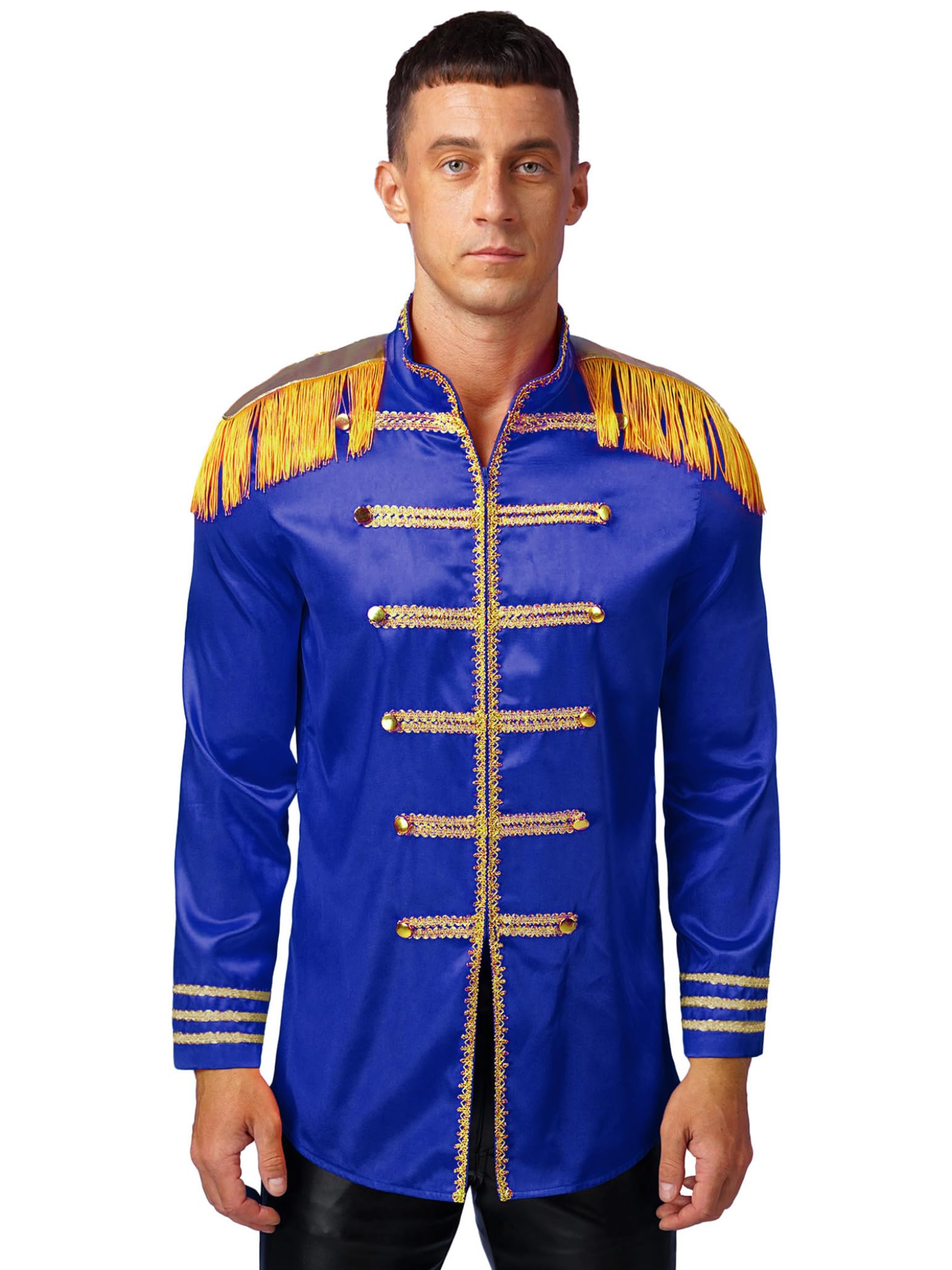 Costume Homme Cirque Directeur De Cirque Veste Uniforme De Maître Piste Manteau Manches Longues Avec Franges Épaulettes Fête Halloween Carnaval
