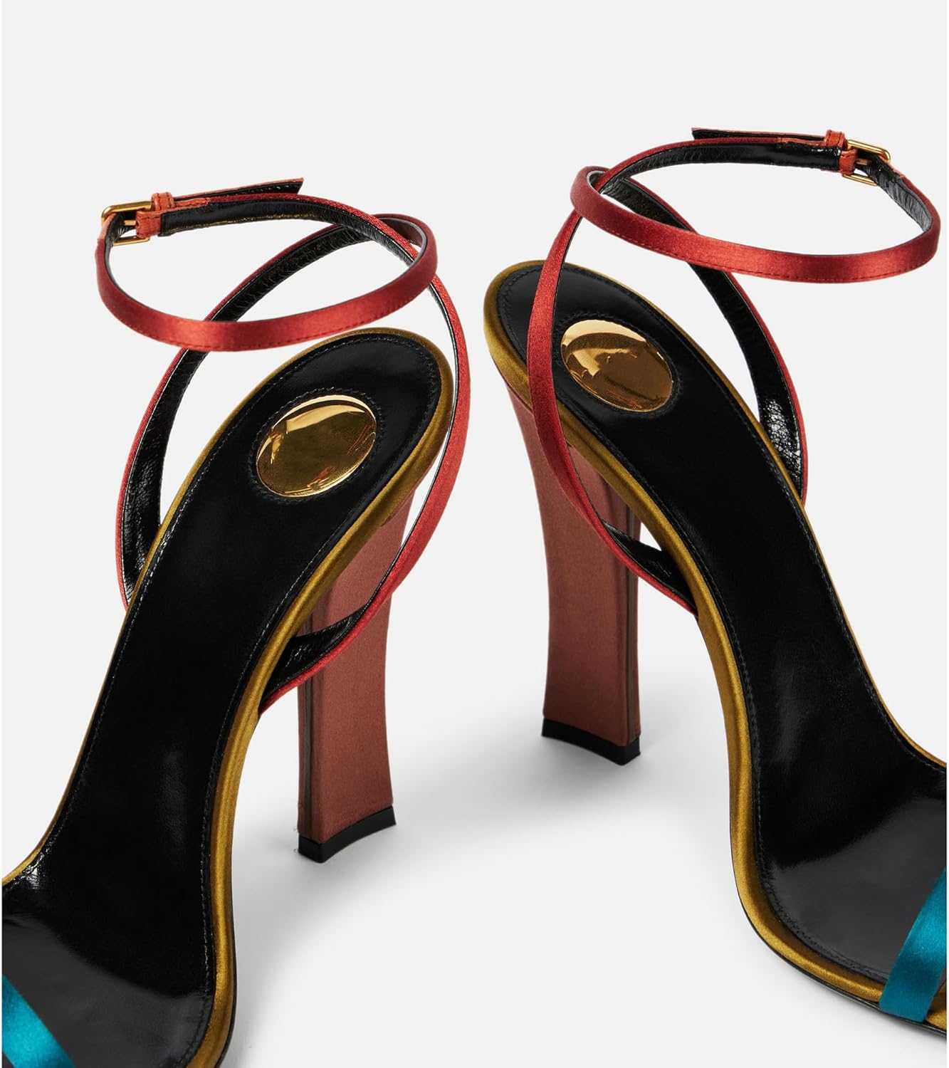 Arqa Women's Fashionable High Heel Satin Sandals Classic Simple Stiletto Buckle-Fastening Ankle Strap Pumps Dressy Party Wedding Open Toe Shoes